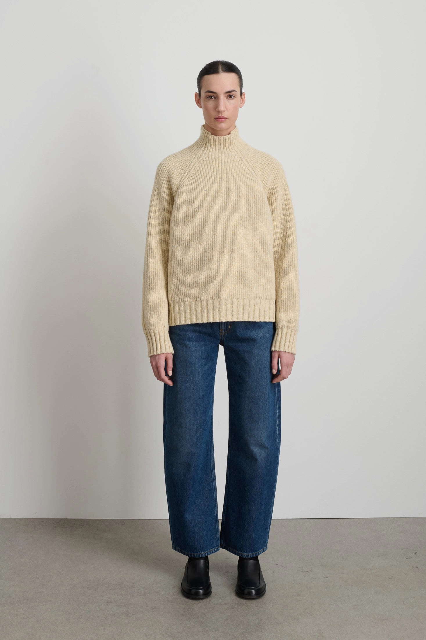 Funnel Neck Natural Donegal Brushed Interior