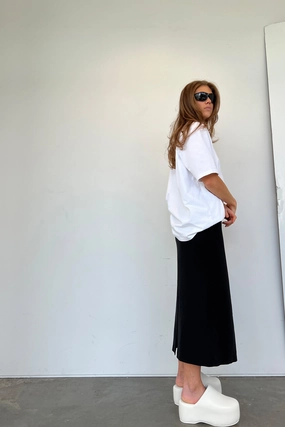 Crisp Fit Cozy Finish MIDI SKIRT WITH FRONT PLEAT