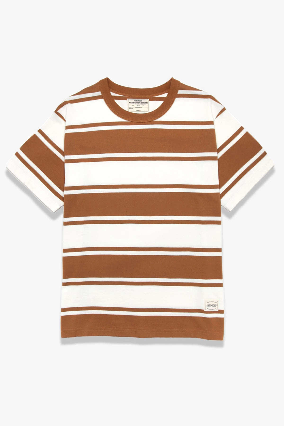 Okonkwo MFG - Short Sleeve Striped Tee - Brown/White Chic Vibe Soft Layering