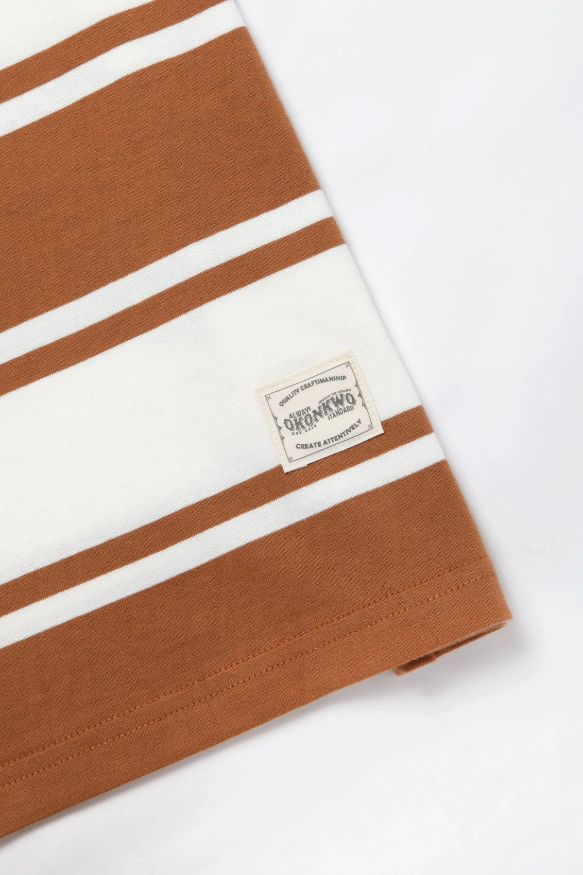 Okonkwo MFG - Short Sleeve Striped Tee - Brown/White Luxury exclusivity