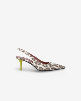 charity event Office Edge Chanel in Canvas Animalier with Lime Heel M7014PA