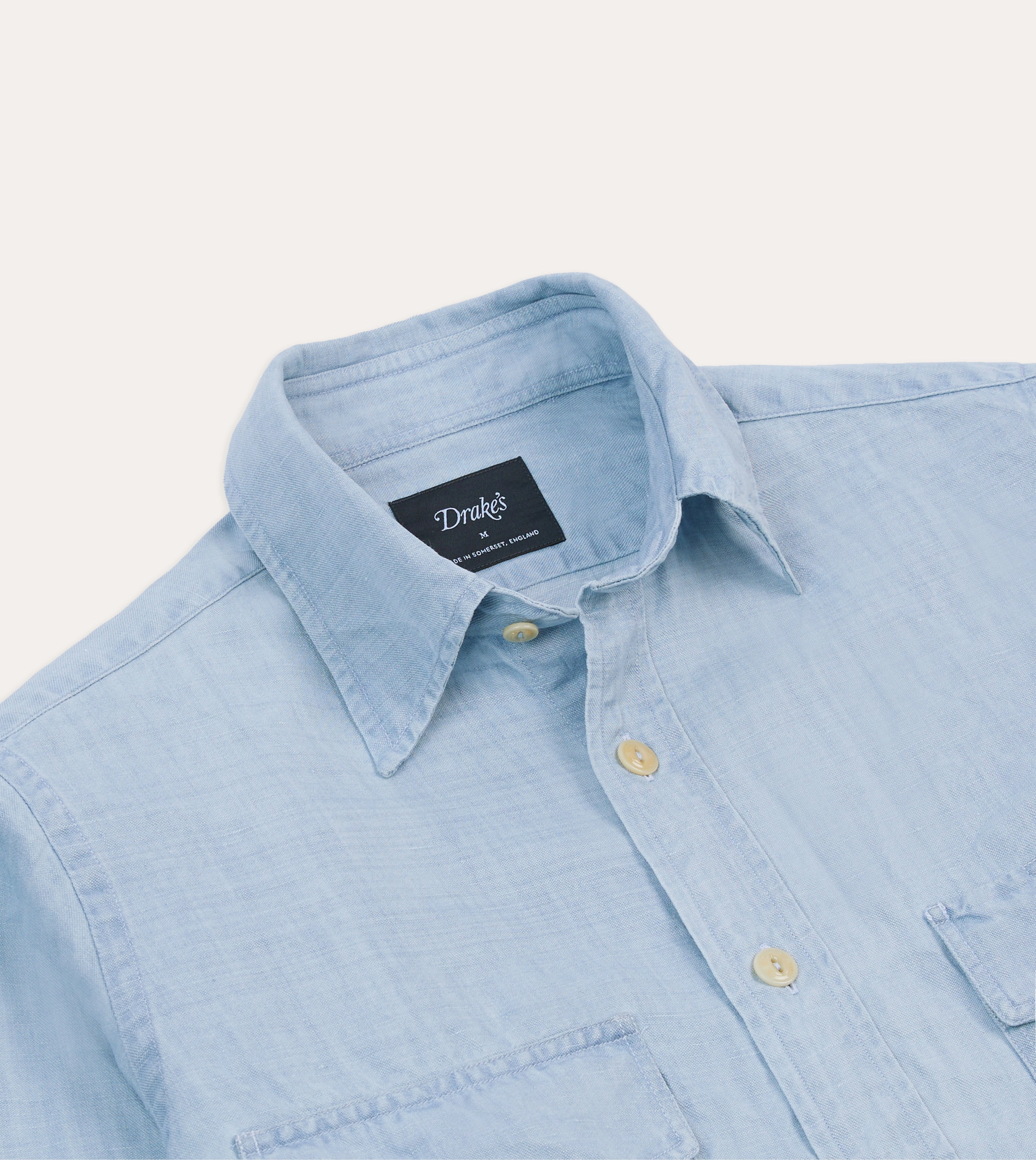 Bleach Wash Cotton-Linen Long Point Collar Work Shirt Casual Day Classic Wardrobe