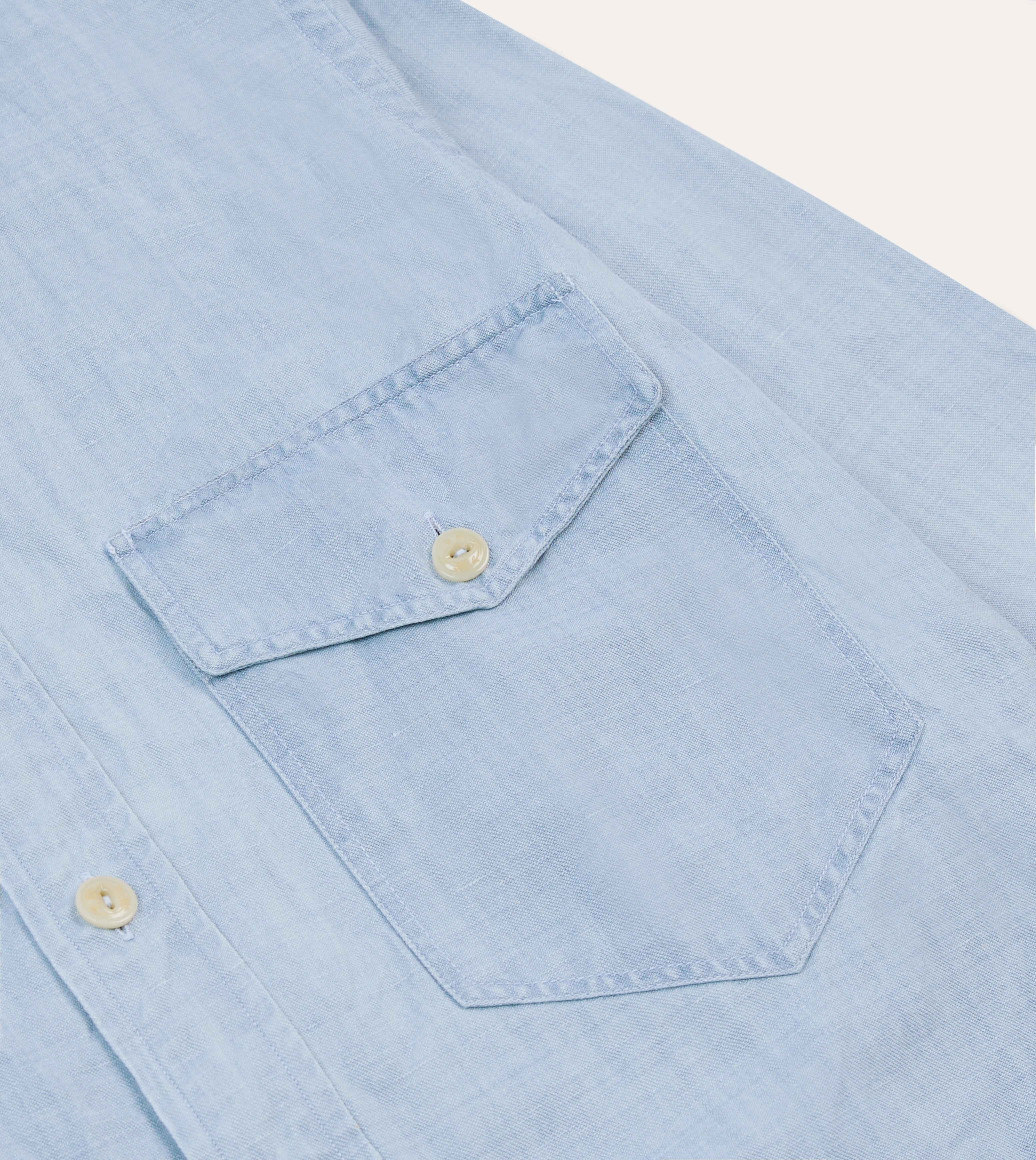 Coffee Run Bold Hue Bleach Wash Cotton-Linen Long Point Collar Work Shirt