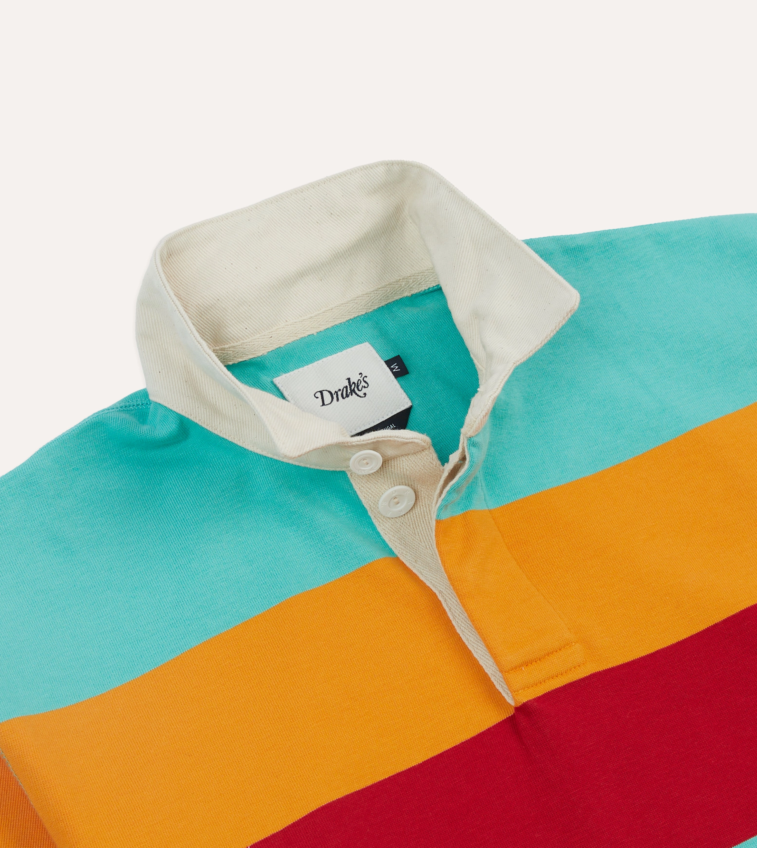 Workwear Option Turquoise, Yellow, Blue and Red Multi Stripe Cotton Rugby Shirt