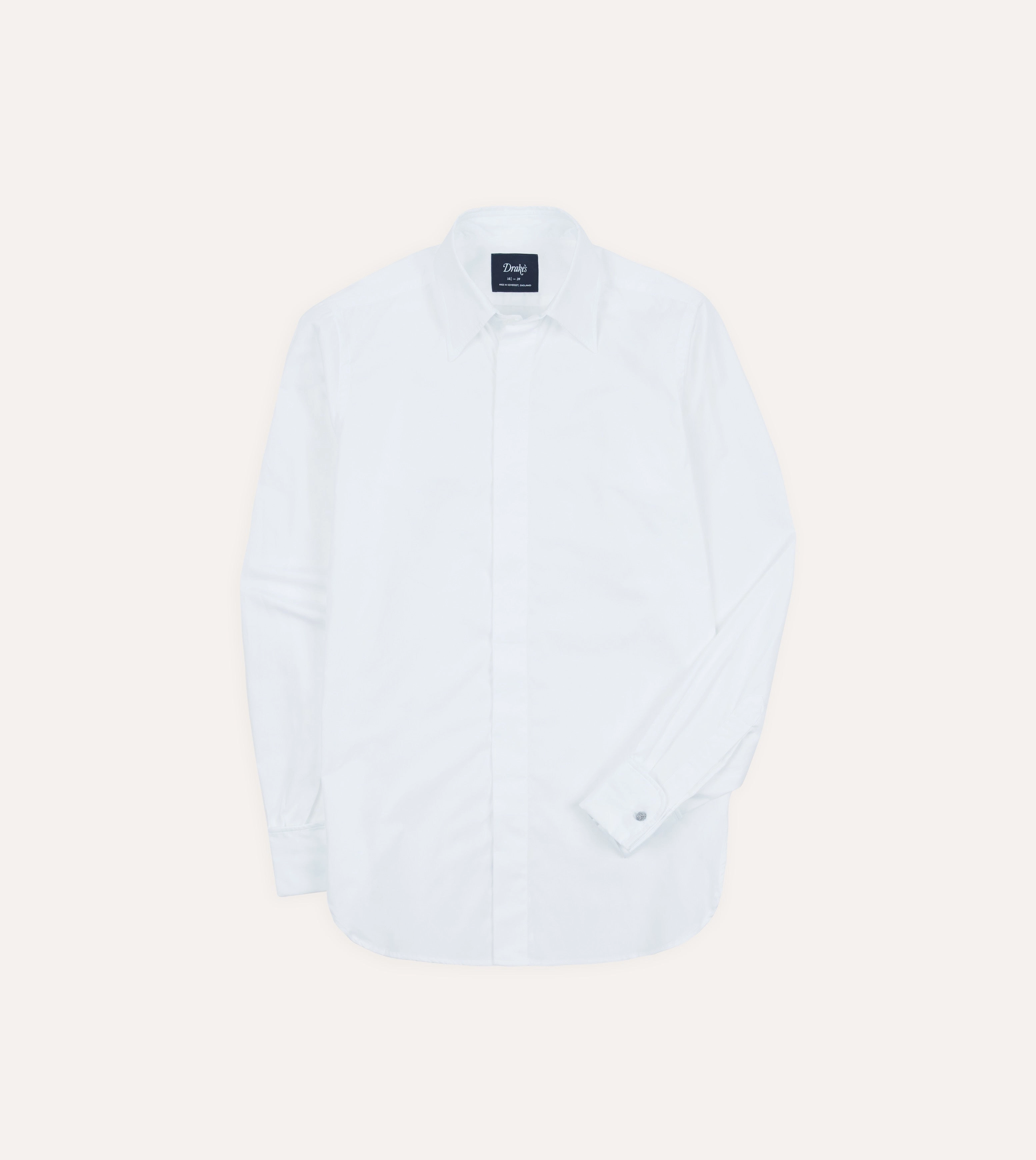 White Cotton Long Point Collar Dinner Shirt Premium Style