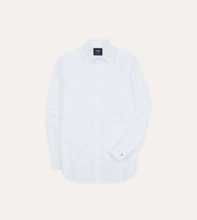 White Cotton Long Point Collar Dinner Shirt Premium Style