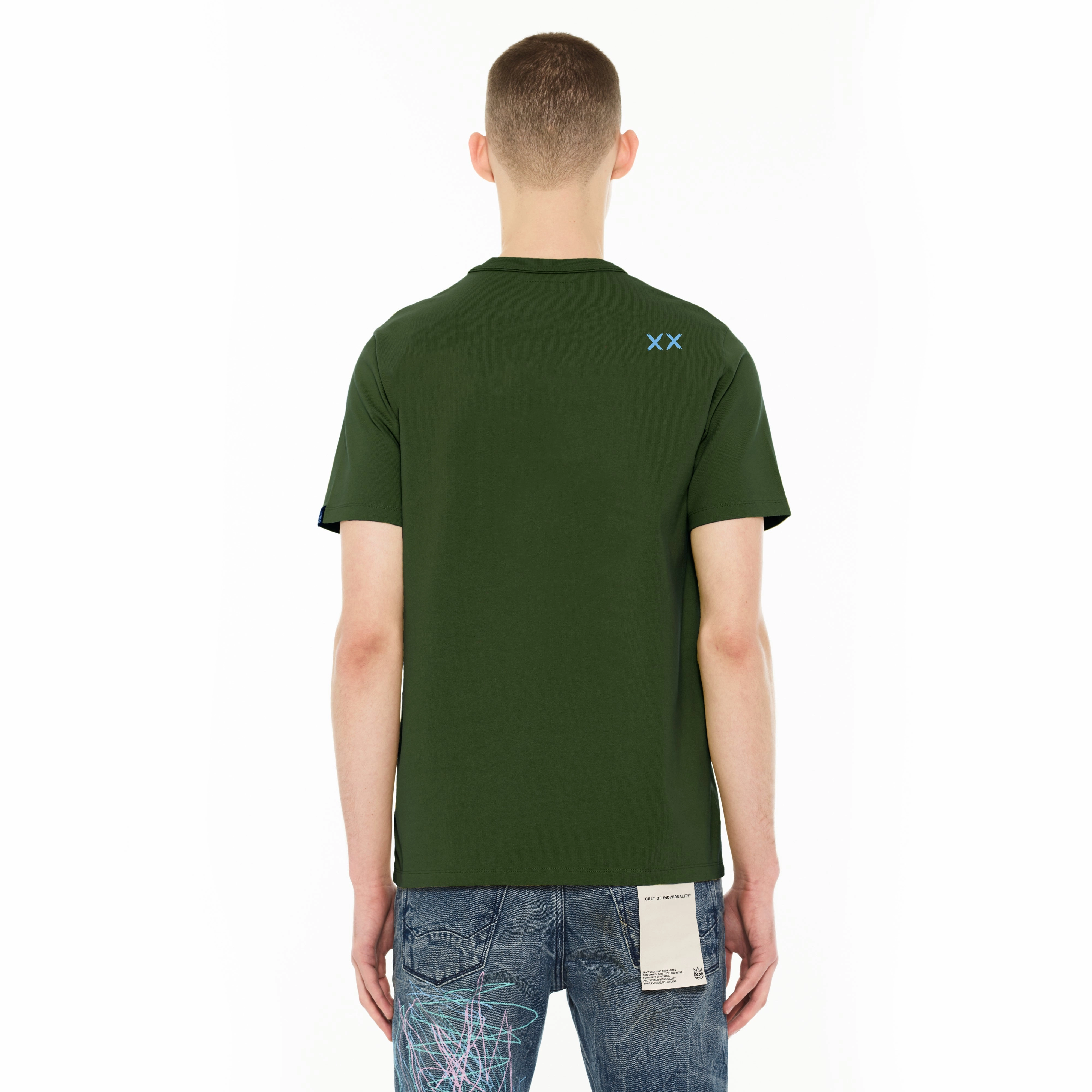 Cult's S/S Crew Neck Logo Tee in Frosty Spruce Light Style Trend quick-drying