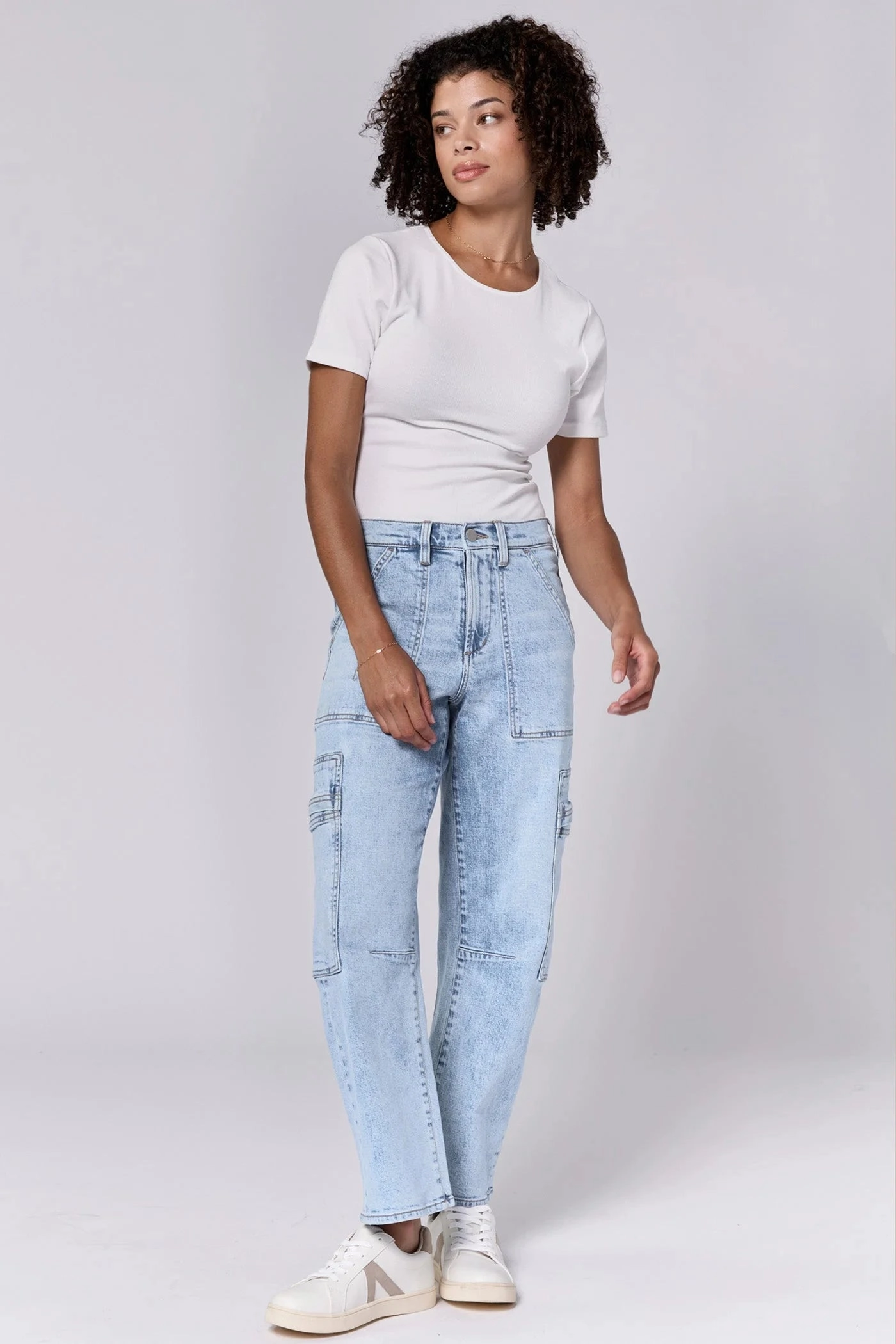 Relaxed Waist Fit Durable Athlete Fit Travel Outfit Dear John Lasso High Rise Cropped Baggy Fit Jeans Tejano Blue