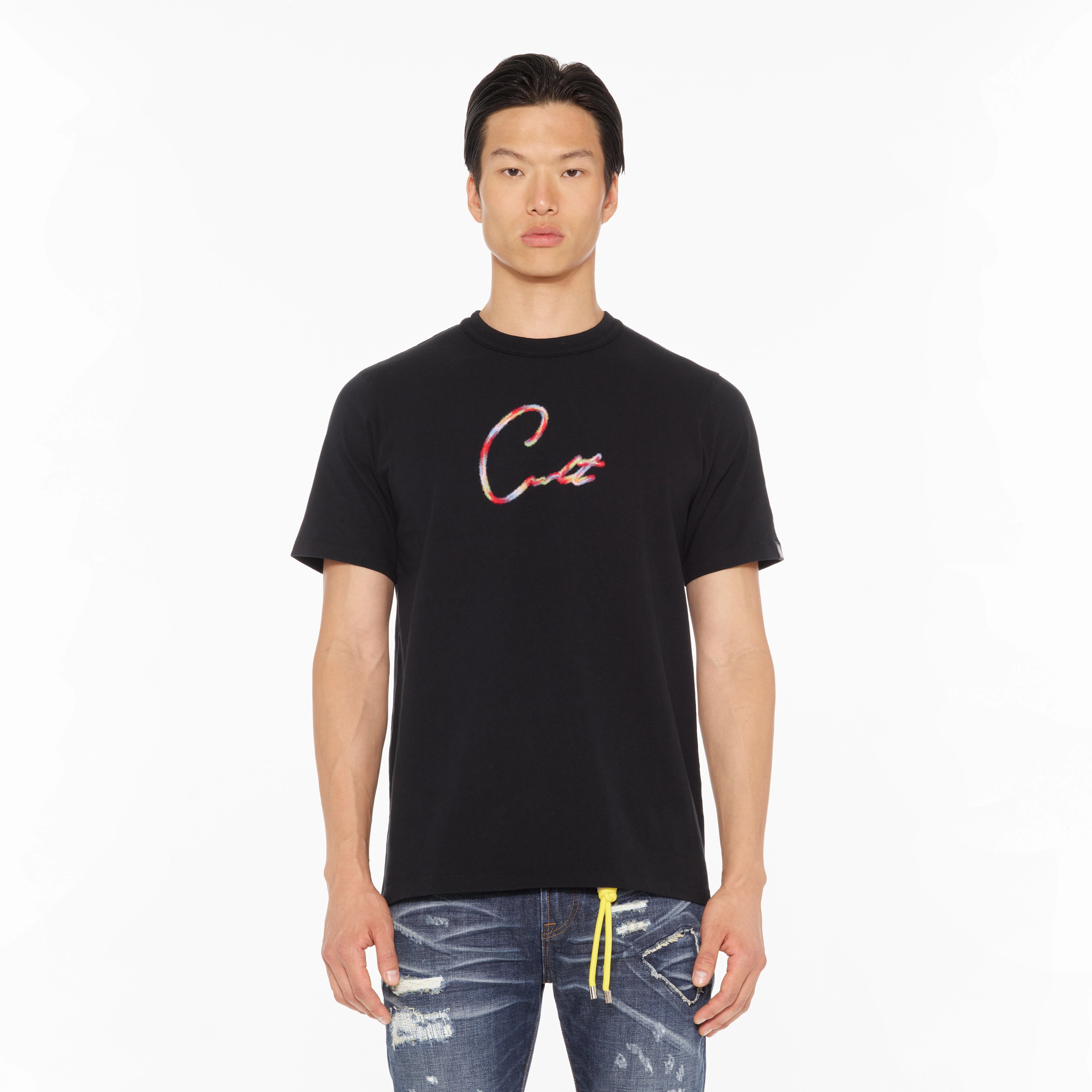 Effortless Comfort Wear Cult's Heavyweight Short Sleeve Crew Neck Tee "Script Logo" in Black