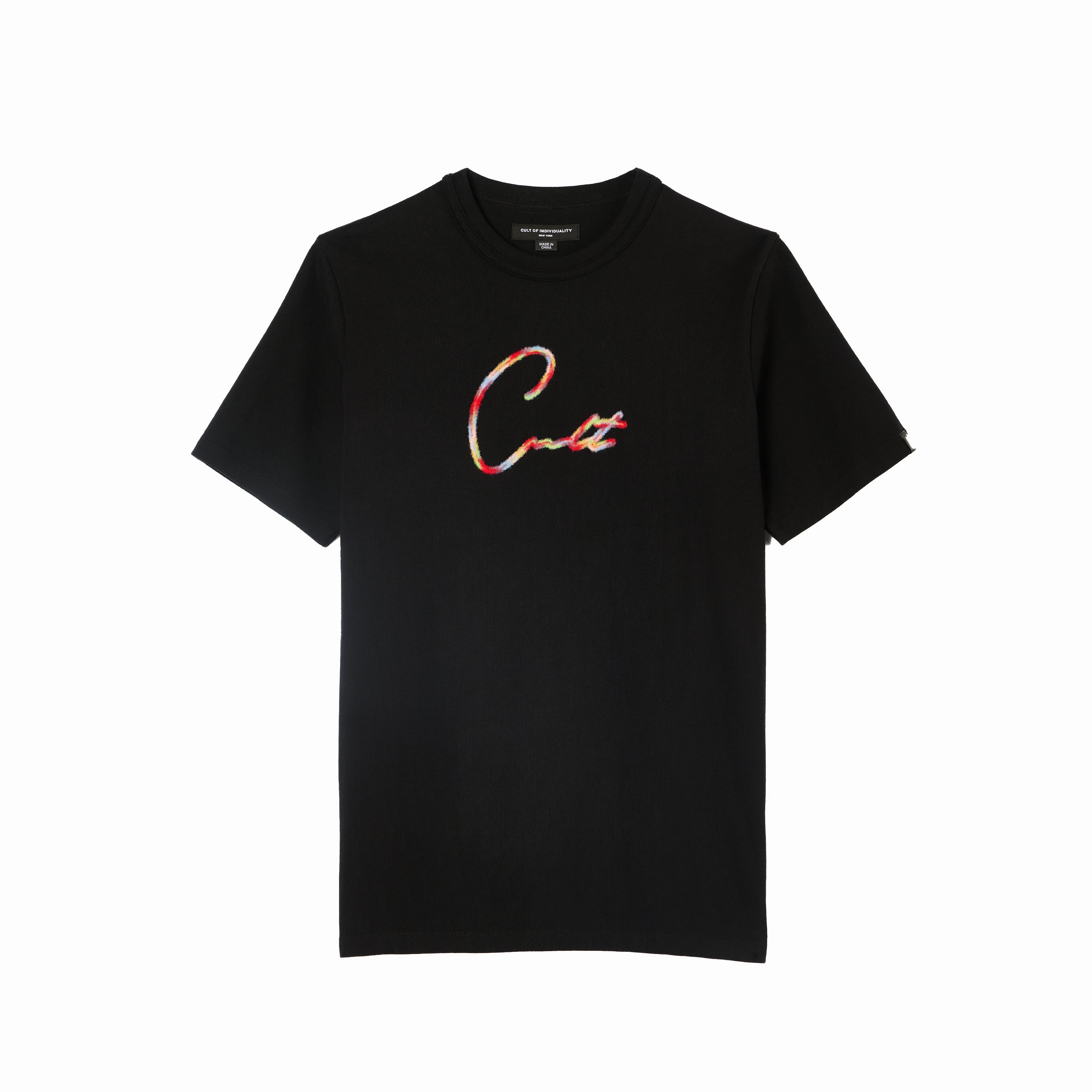 Cult's Heavyweight Short Sleeve Crew Neck Tee "Script Logo" in Black Fresh Outfit