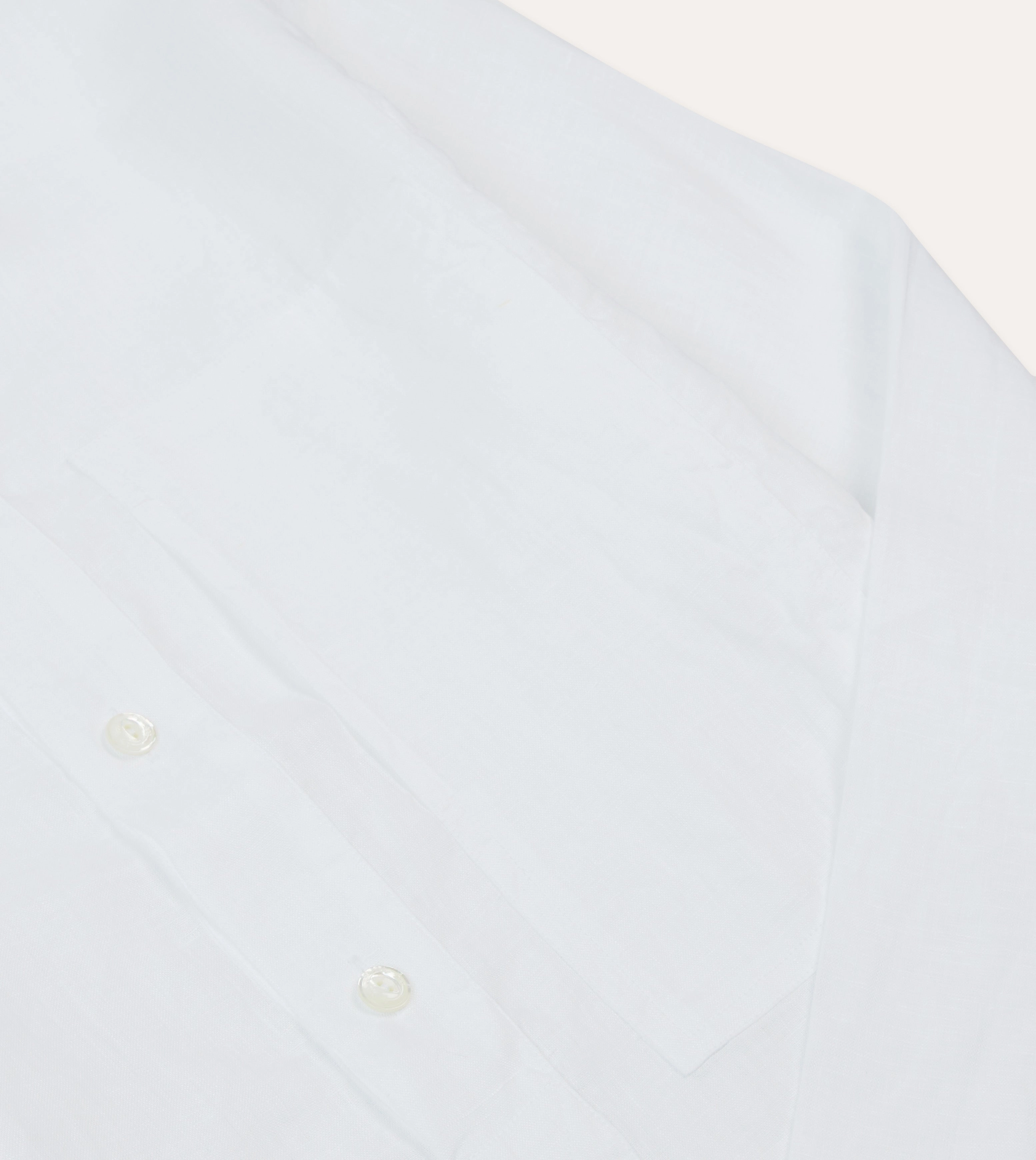 Date night White Linen Mandarin Collar Popover Shirt