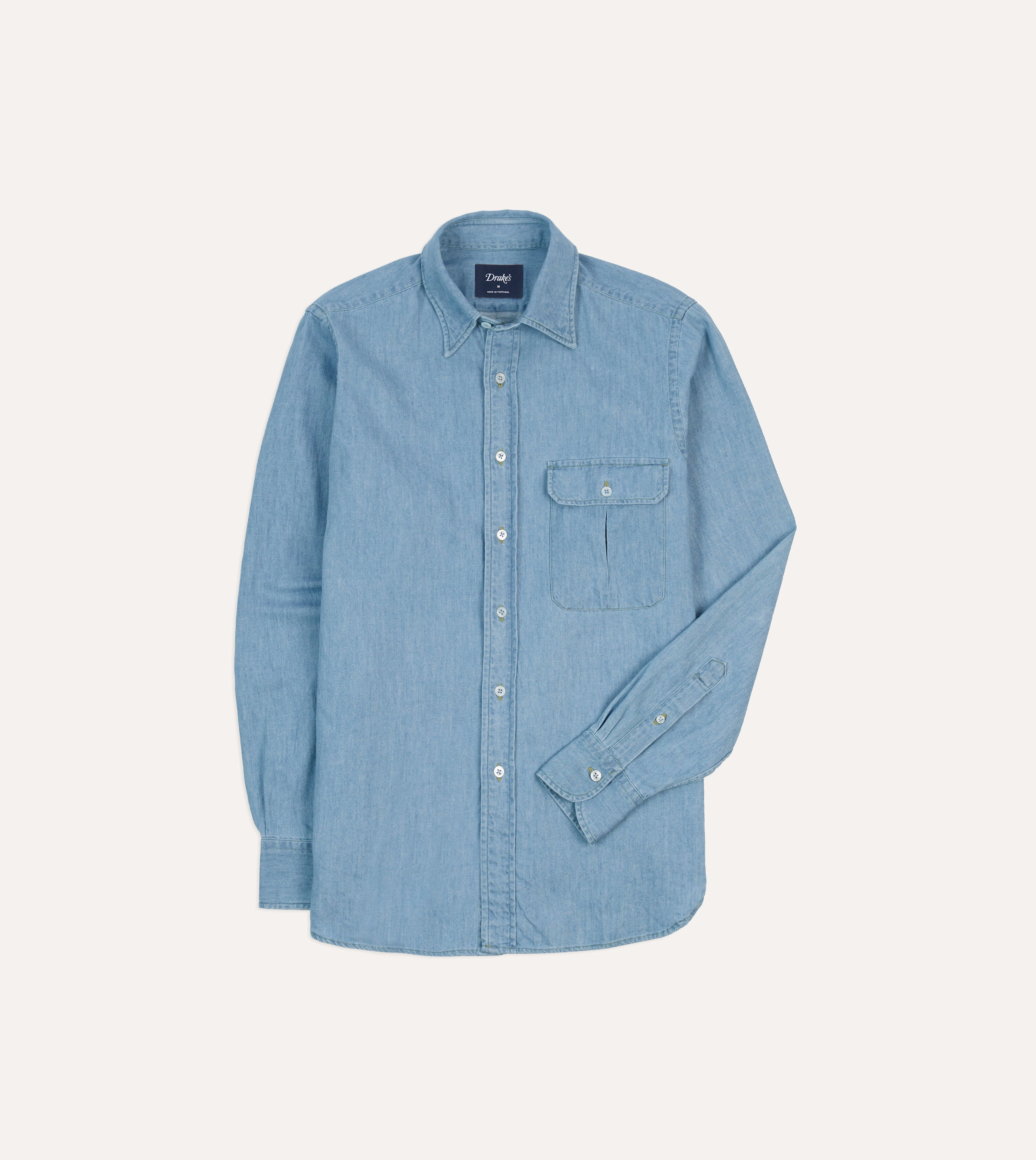 Bleach Wash Denim Work Shirt Everyday Look Reinforced Hems