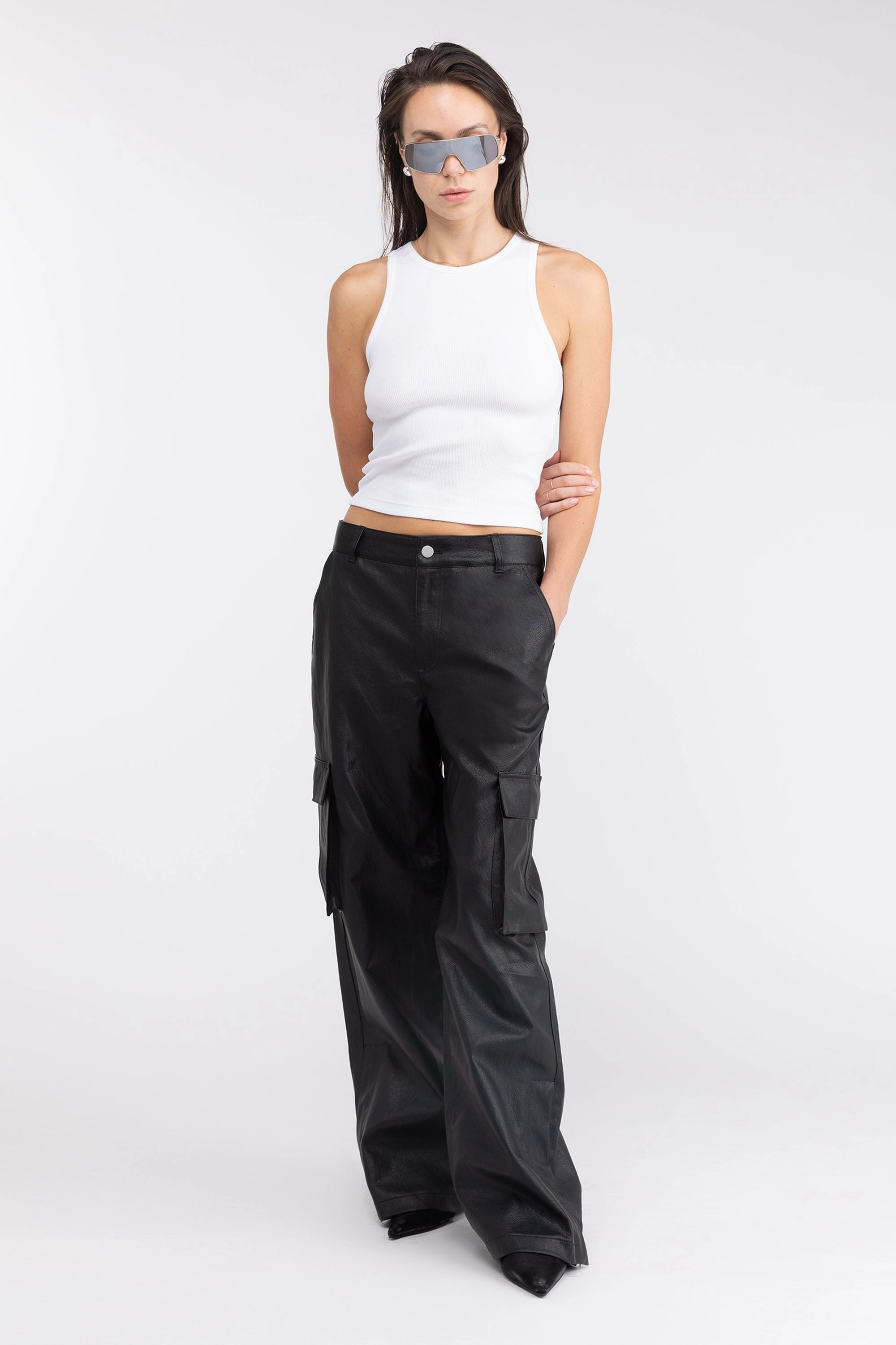 Anti Cling Finish VEGAN LEATHER CARGO PANT