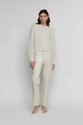 VEGAN LEATHER PANT WITH SIDE SLIT Polished Look