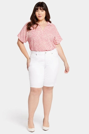 Briella 11 Inch Denim Shorts In Plus Size - Optic White high waisted Breathable Motion