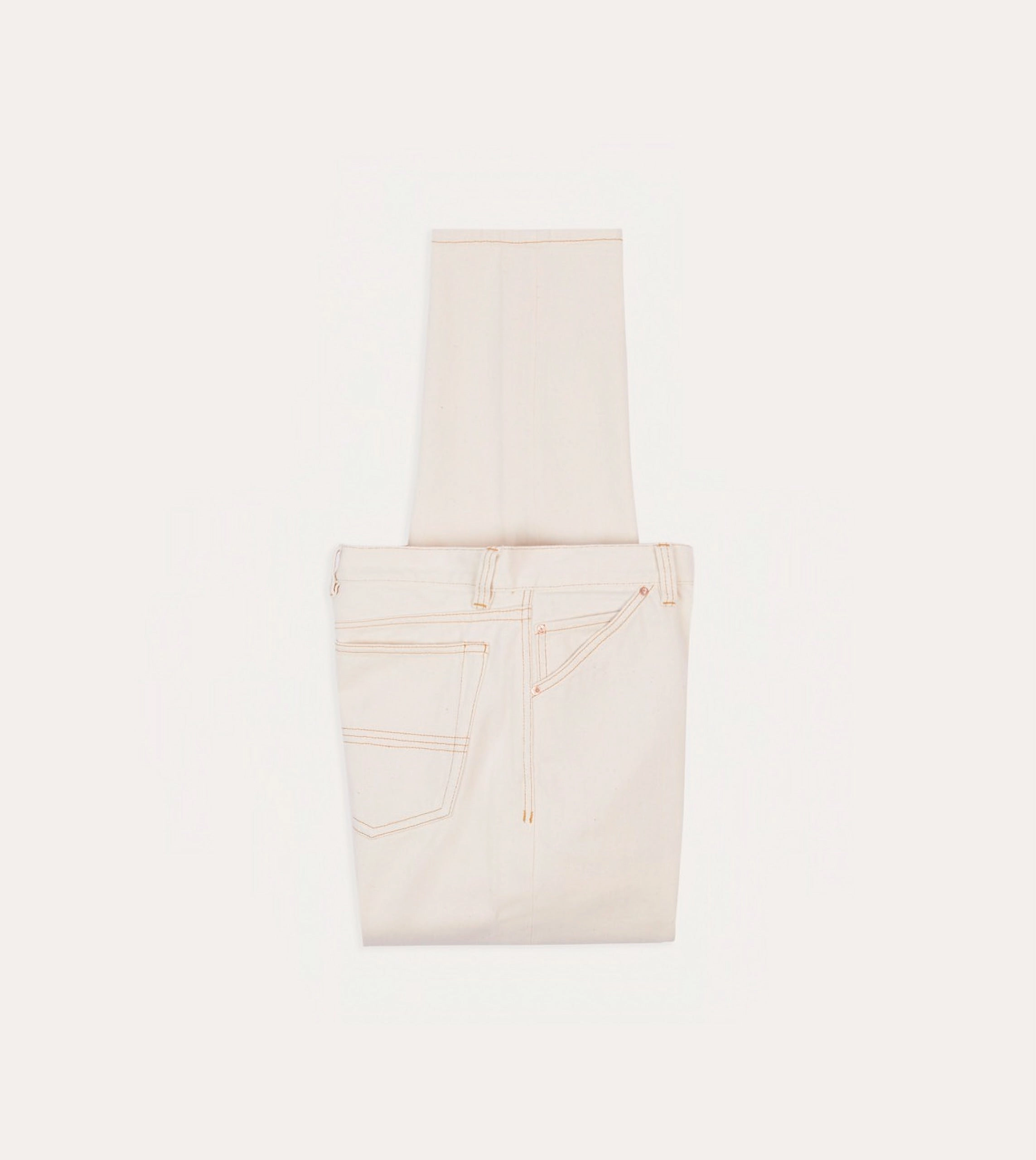 High Rise Comfy Shape Ecru 12.7oz Selvedge Denim Contrast Stitch Five-Pocket Jeans