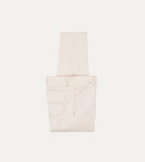 High Rise Comfy Shape Ecru 12.7oz Selvedge Denim Contrast Stitch Five-Pocket Jeans