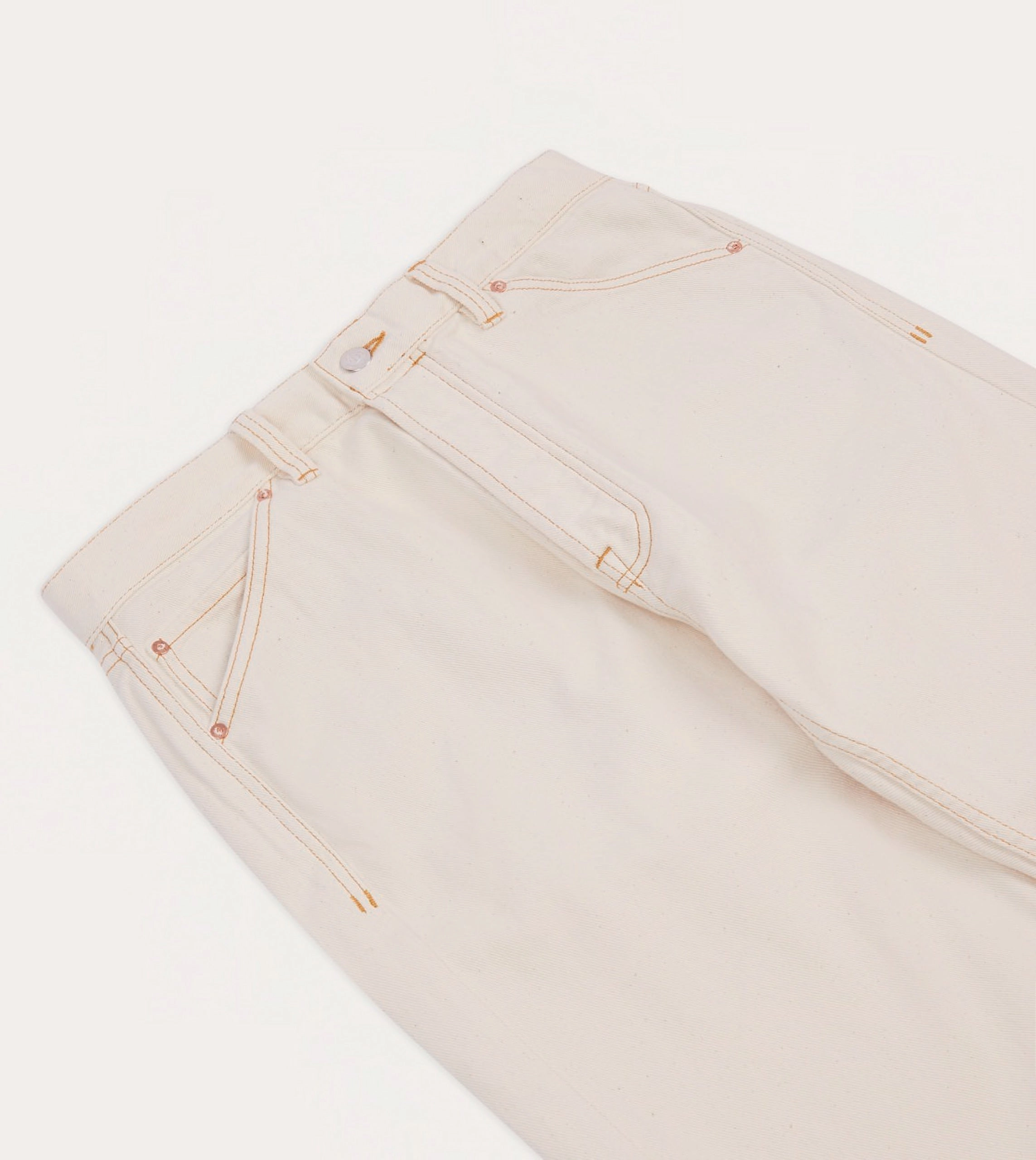 Comfort Layer Wear Ecru 12.7oz Selvedge Denim Contrast Stitch Five-Pocket Jeans