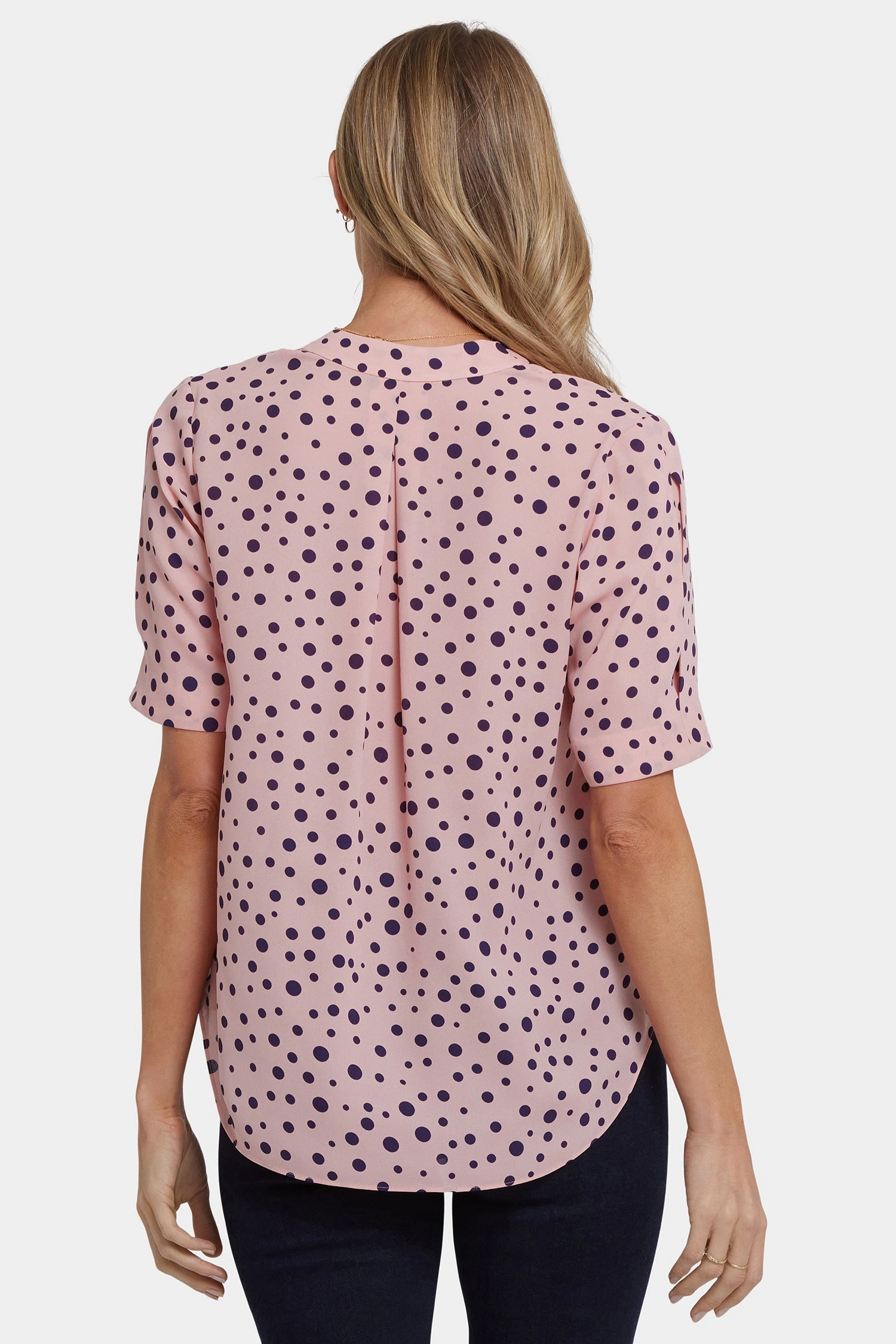 Fitted Shape Chambray Fabric Charming Top - Brigitte Dot