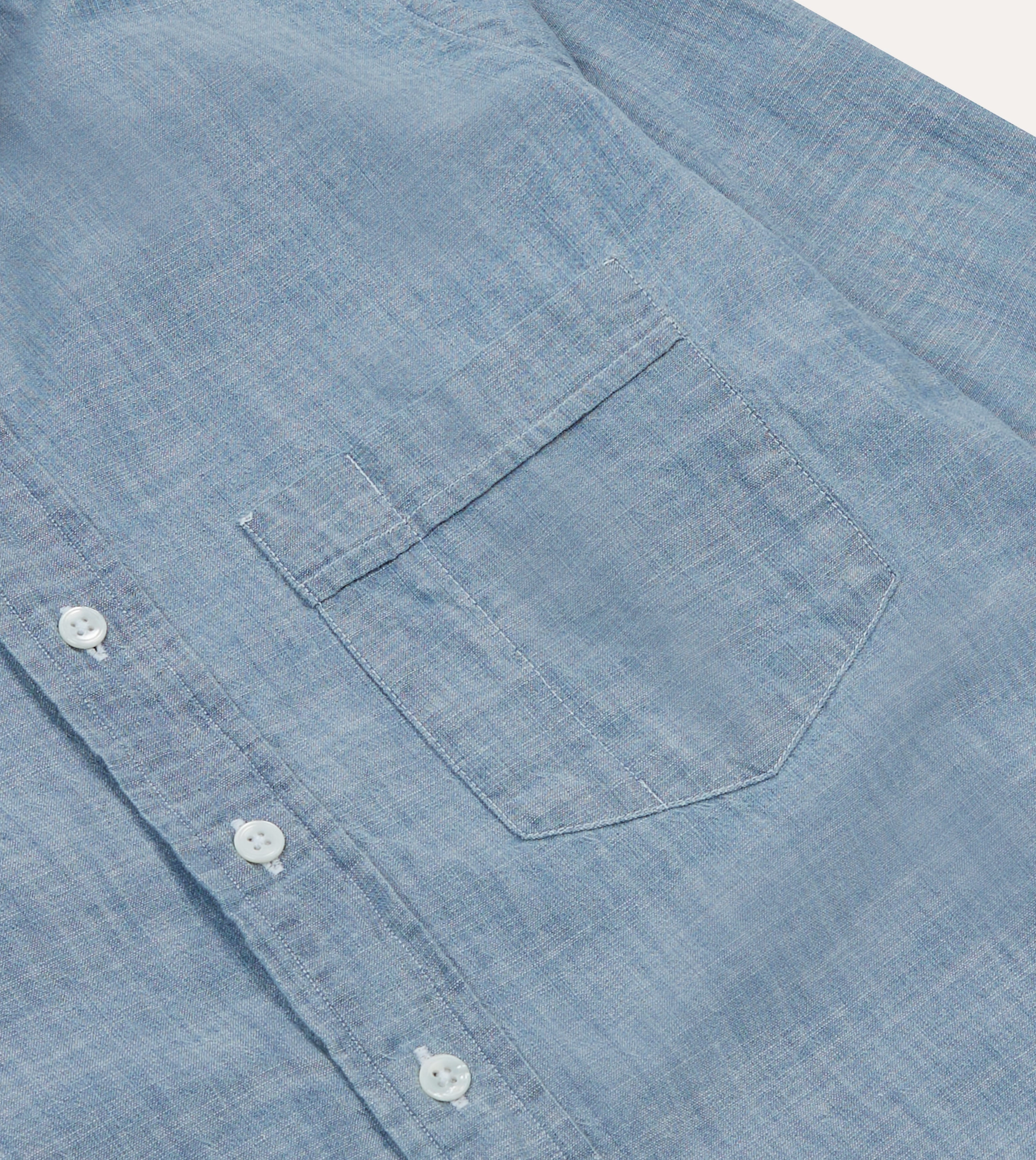 decorative element Smart Casual Light Blue Cotton Chambray Button-Down Shirt