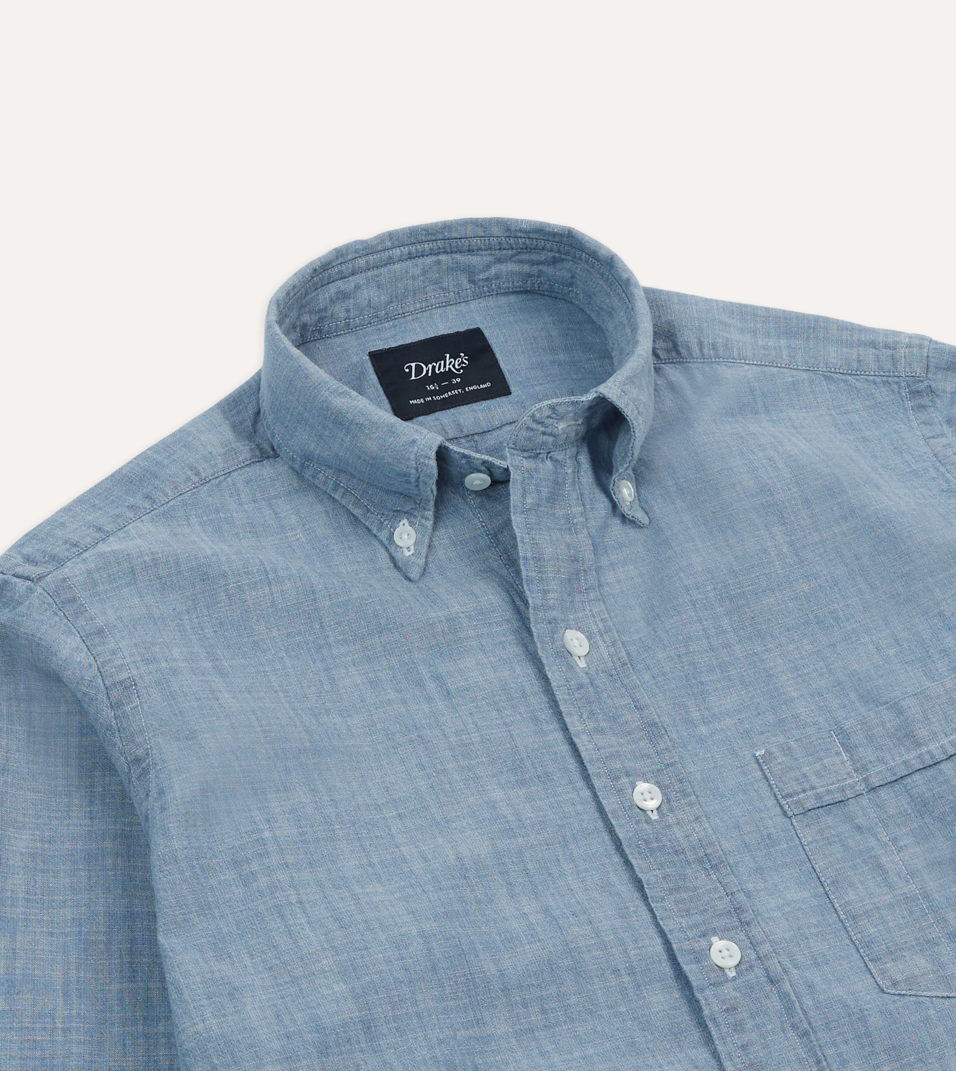 Youthful Vibe Soft Material Light Blue Cotton Chambray Button-Down Shirt