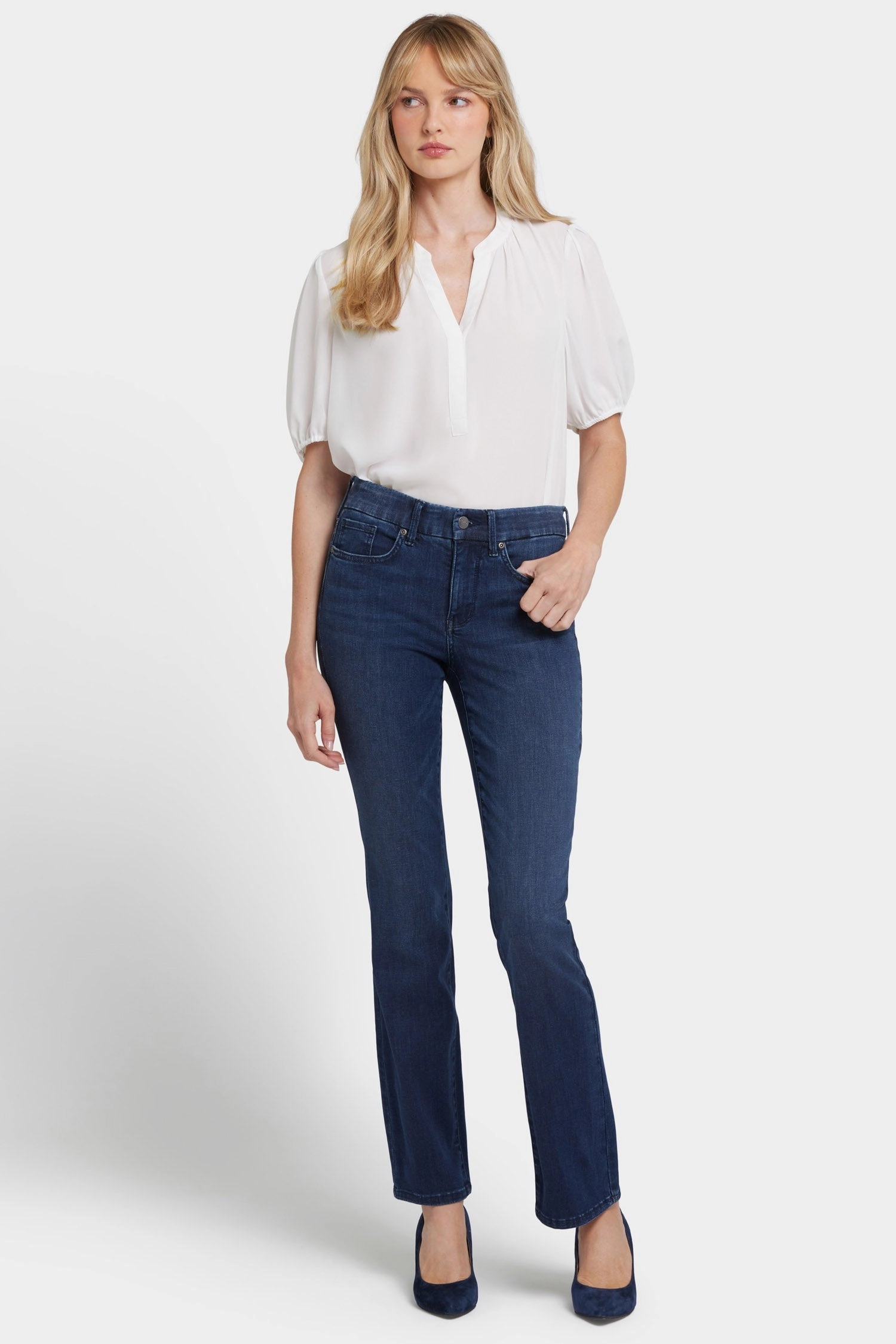 Waist-Match? Marilyn Straight Jeans In Petite - Basin Durable Triple Stitched Seams