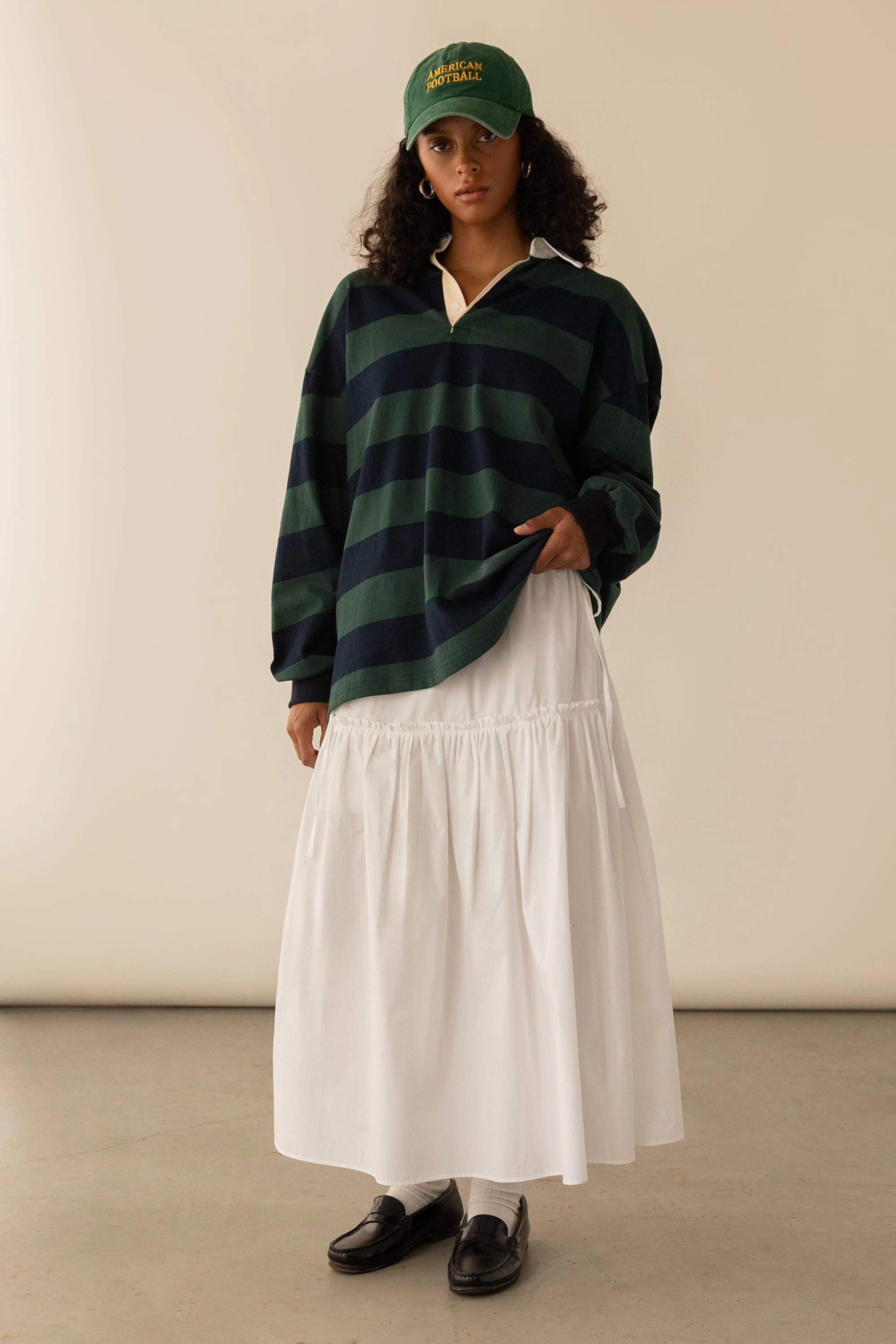 SIDE TIE TIERED SKIRT Smart Texture