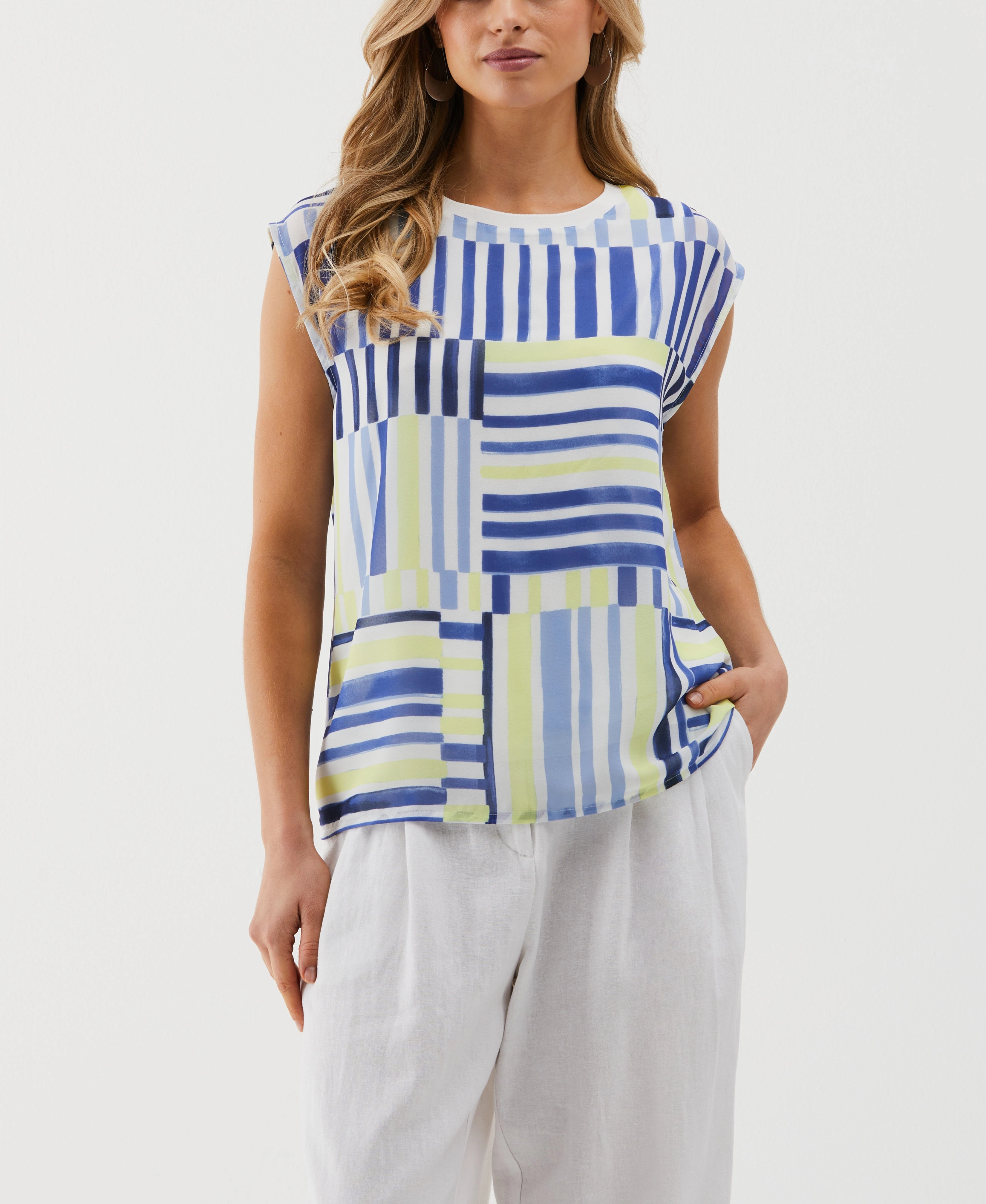 Fray Resistant Edges Striped Top