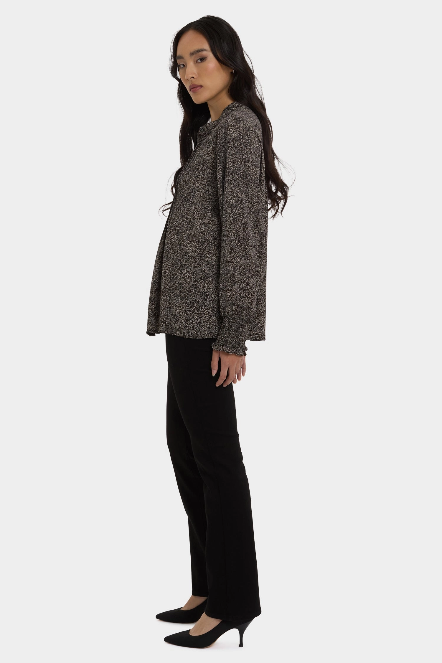 Vibrant color Unisex Design Pleated Peasant Blouse - Meadowlark