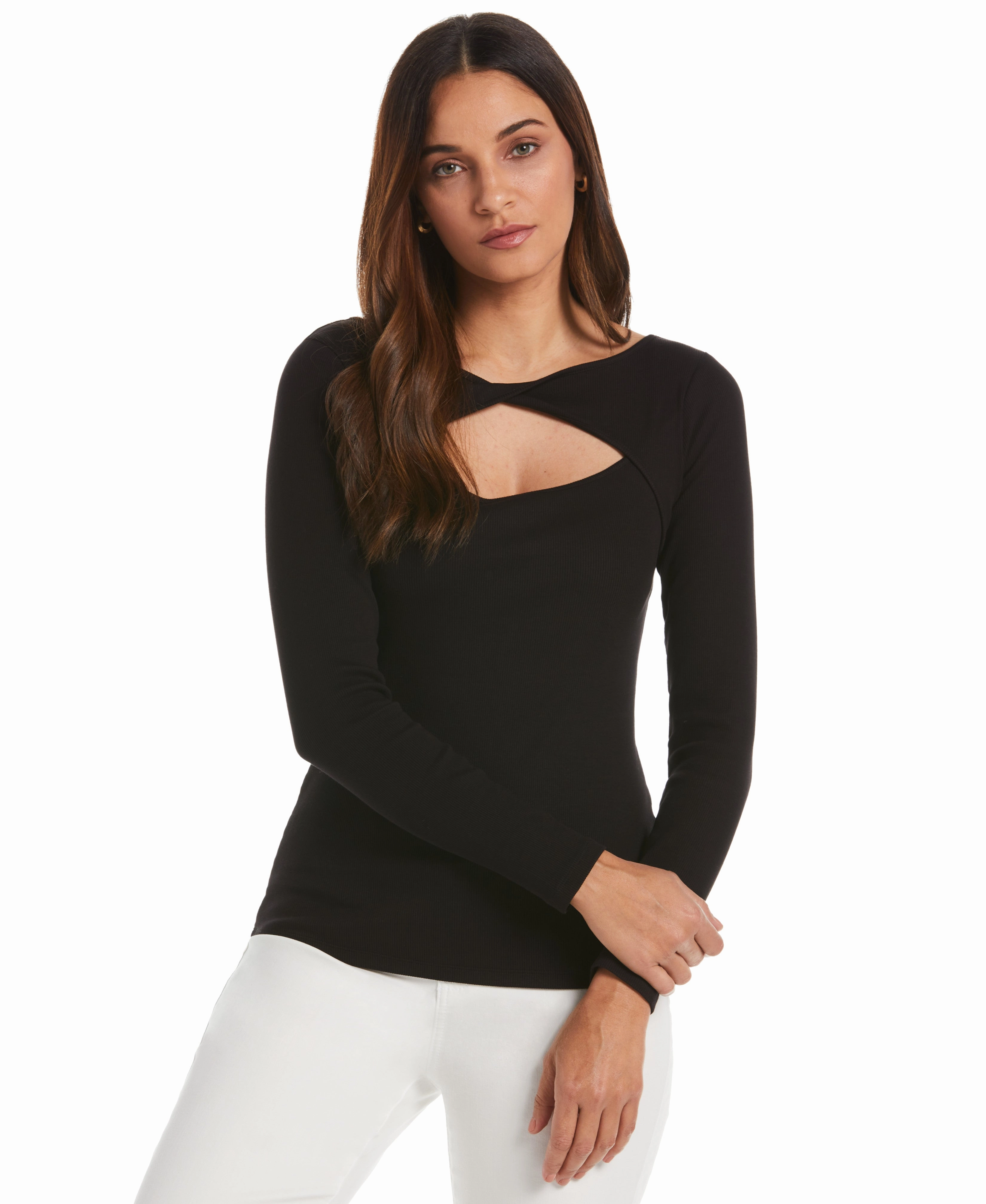 Rib Knit Cutout Top Casual Design