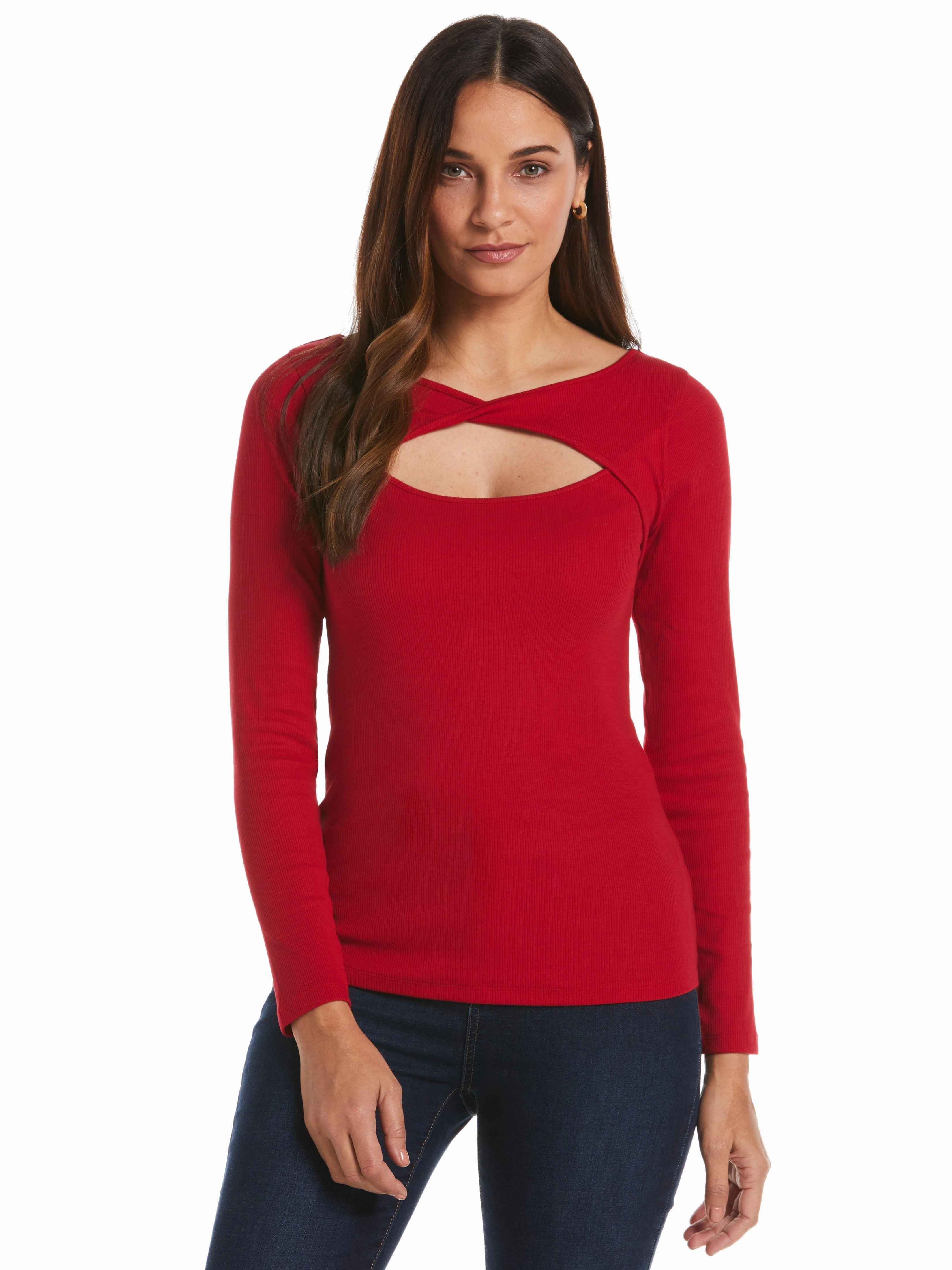 Thermal regulation Rib Knit Cutout Top