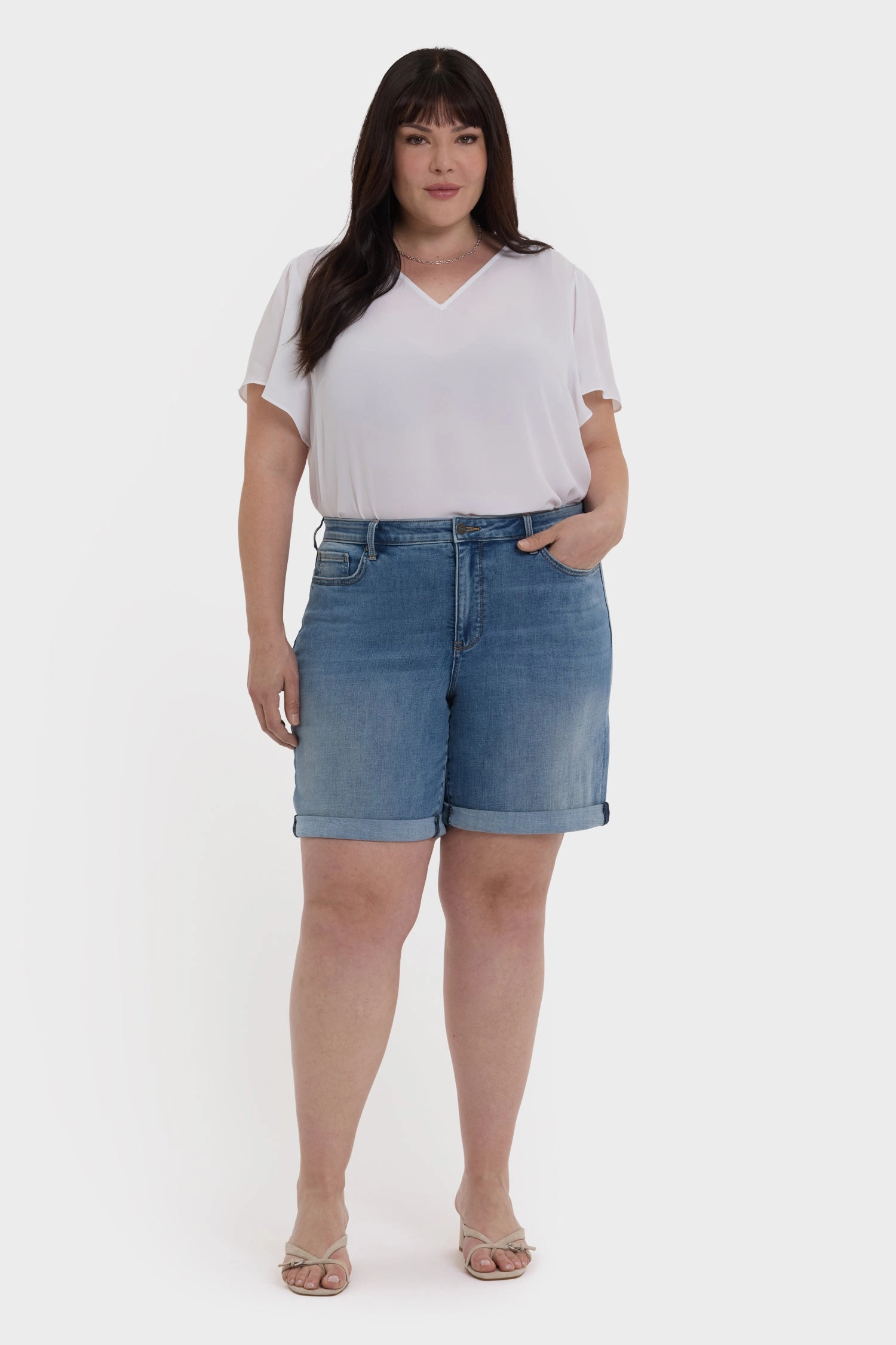 Diana Relaxed Denim Shorts In Plus Size - Barcelona Breeze laid-back style Warm Day
