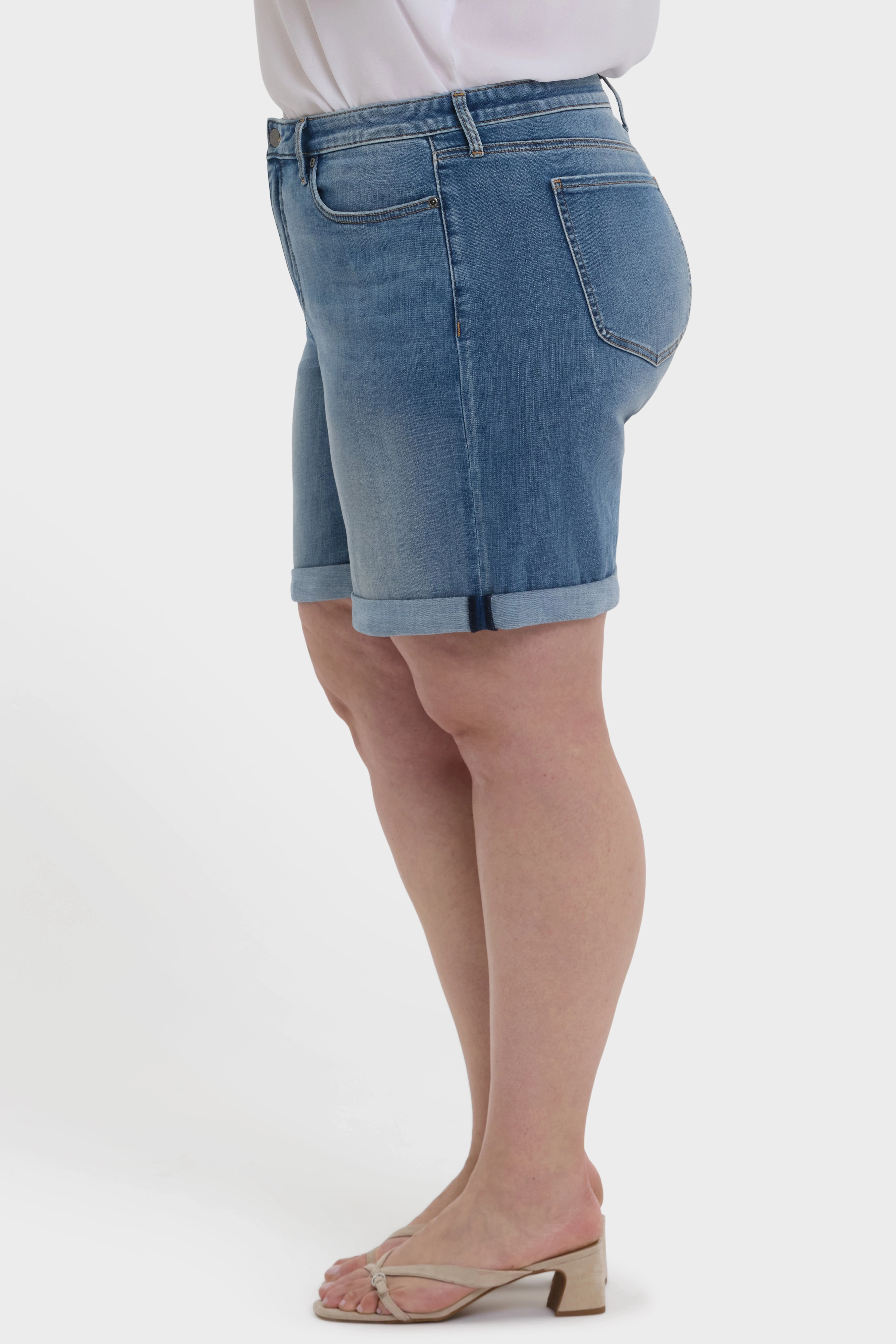 Diana Relaxed Denim Shorts In Plus Size - Barcelona Breeze Double Layered Reinforcement