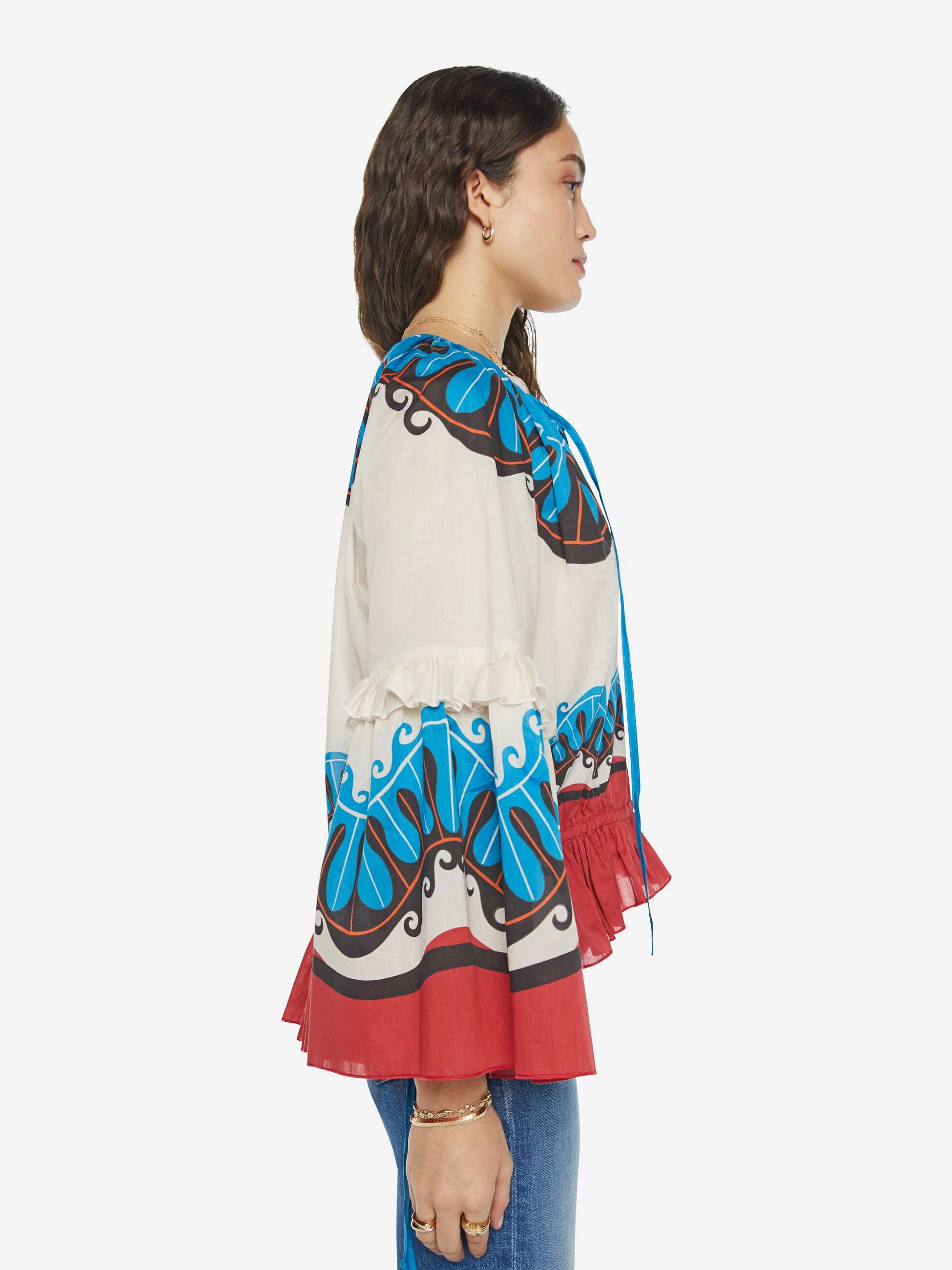 La DoubleJ x MOTHER Boho Blouse - Pacific Placee Classic Comfort