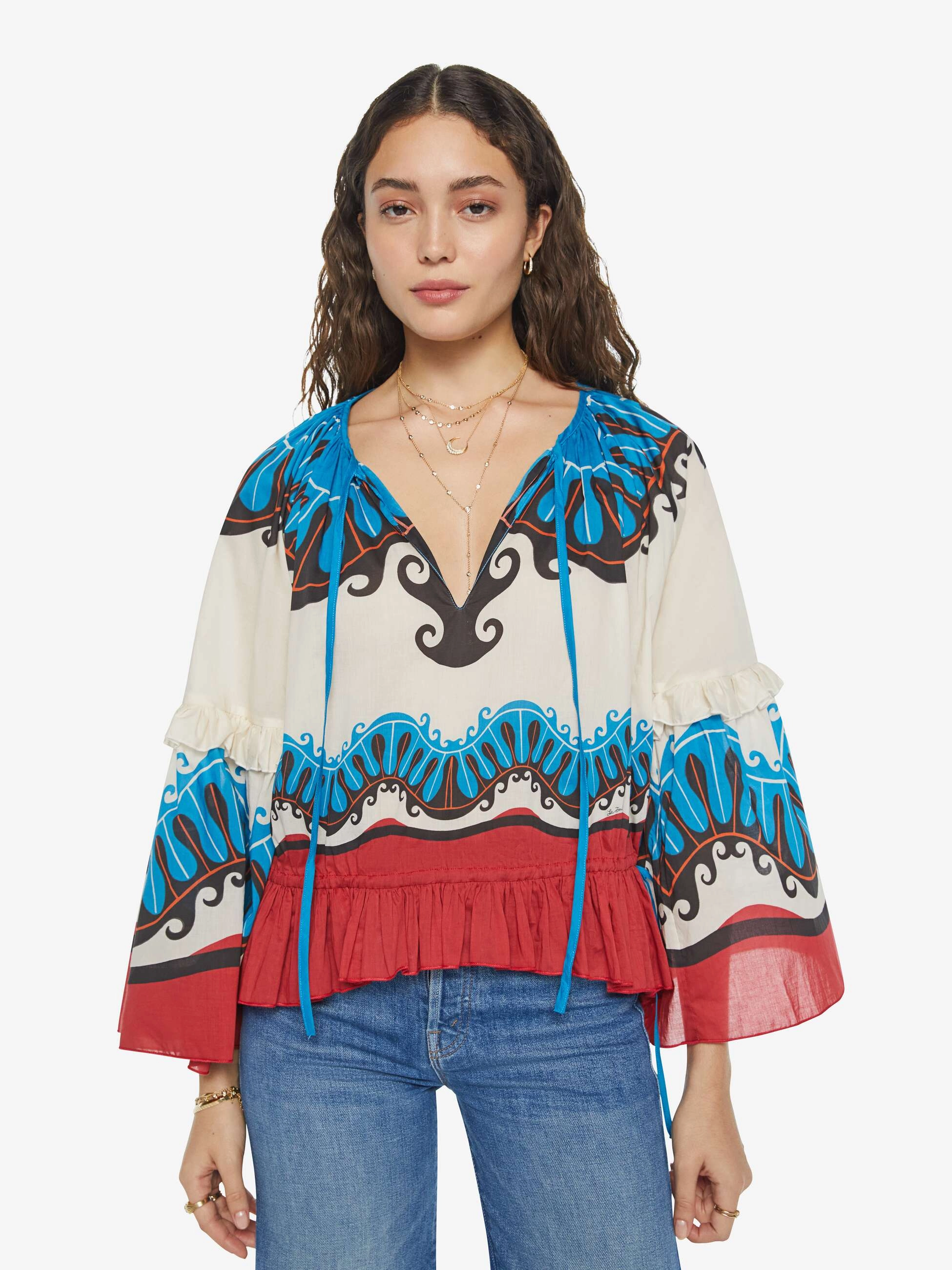 Sports Ready Fashion Choice La DoubleJ x MOTHER Boho Blouse - Pacific Placee