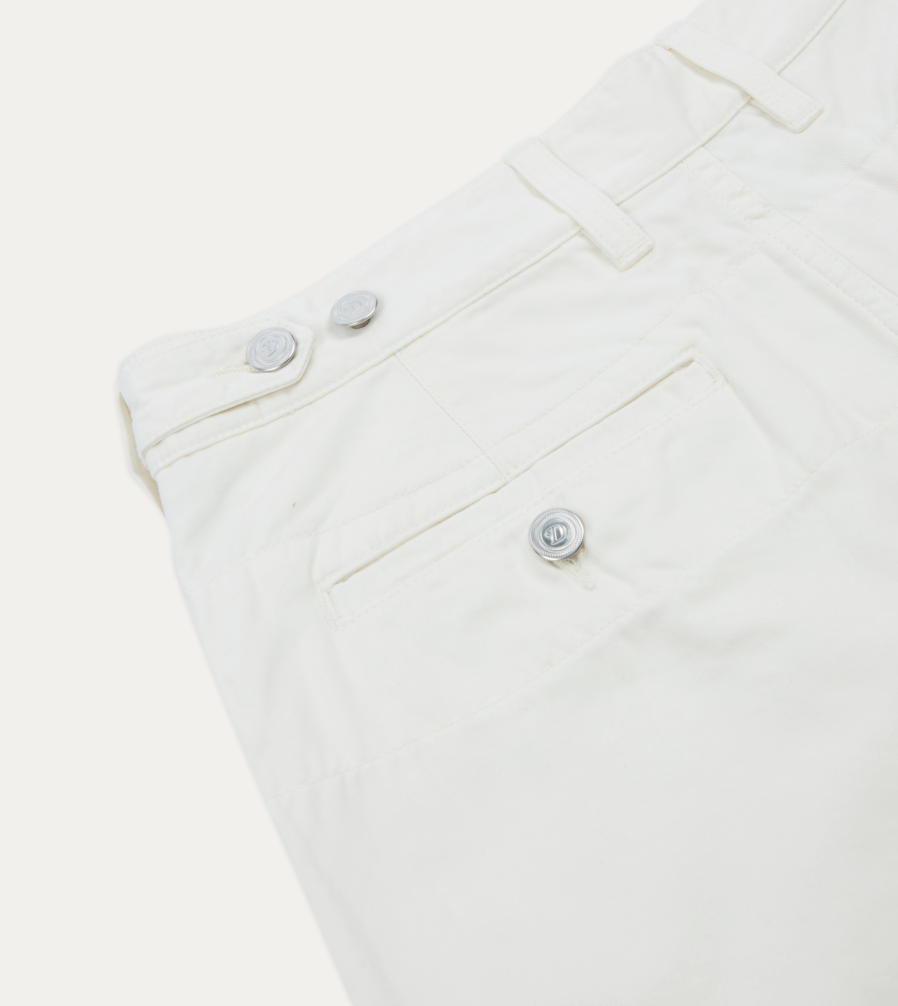 Washed Ecru Cotton Twill Single-Pleat Shorts food industry