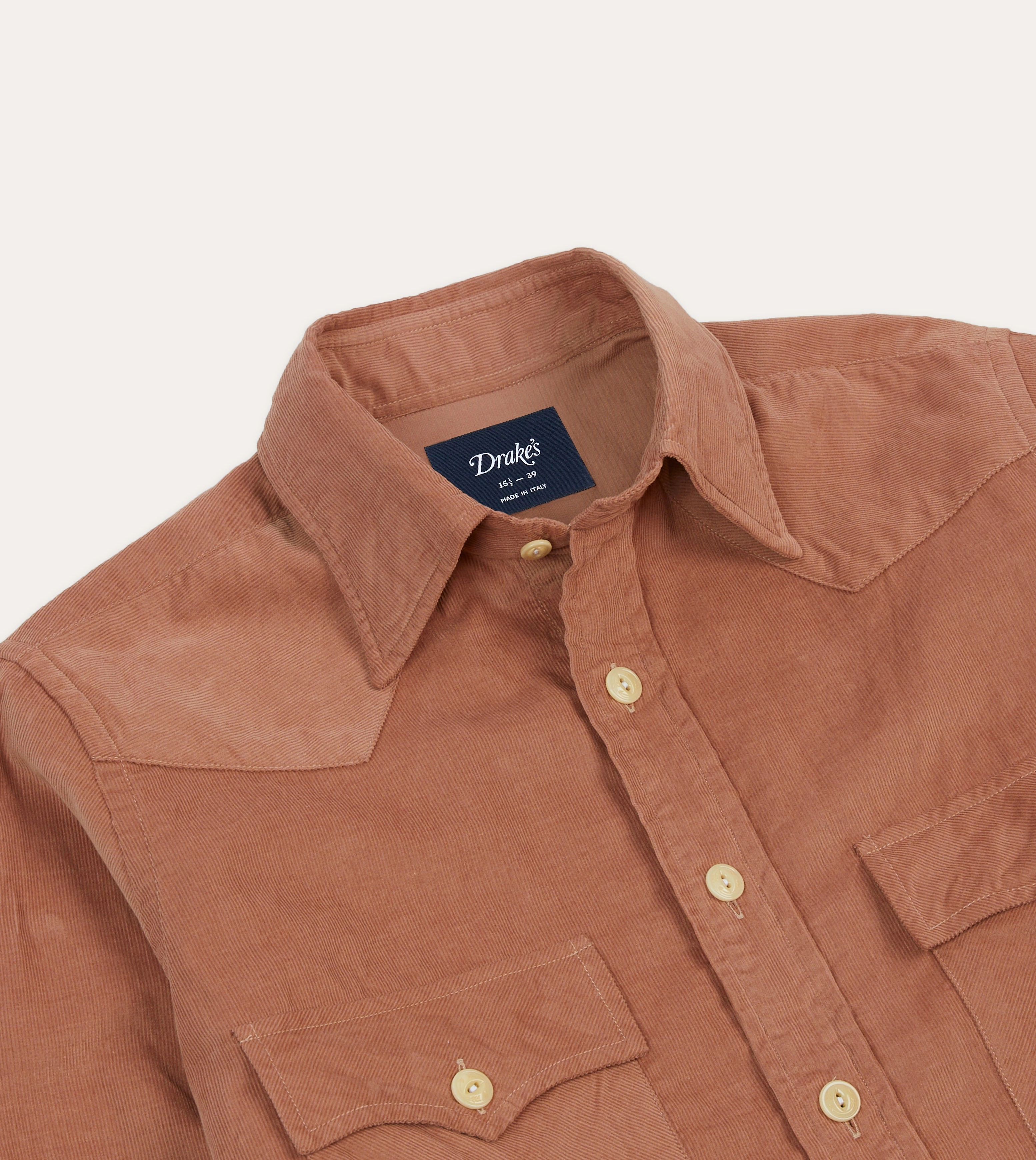 Washed Red Corduroy Two-Pocket Western Shirt Earthy Hue