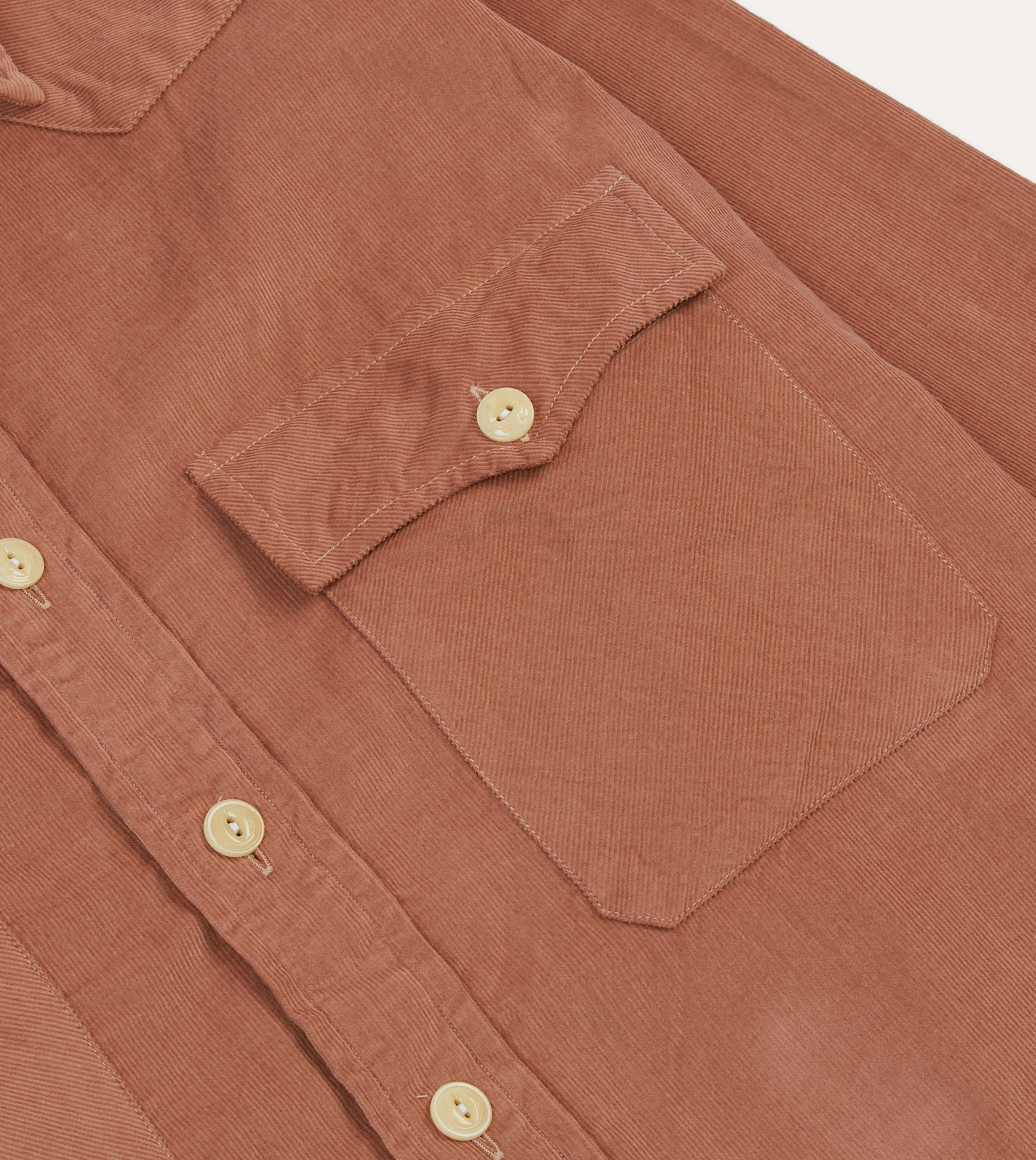 Washed Red Corduroy Two-Pocket Western Shirt Durable Texture Microfiber Material