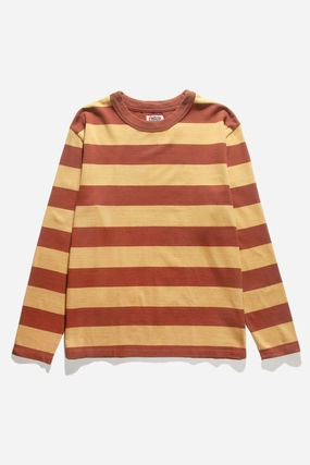 Light Layer Red Ruggison - Border Long Sleeve T-Shirt - Yellow/Brown