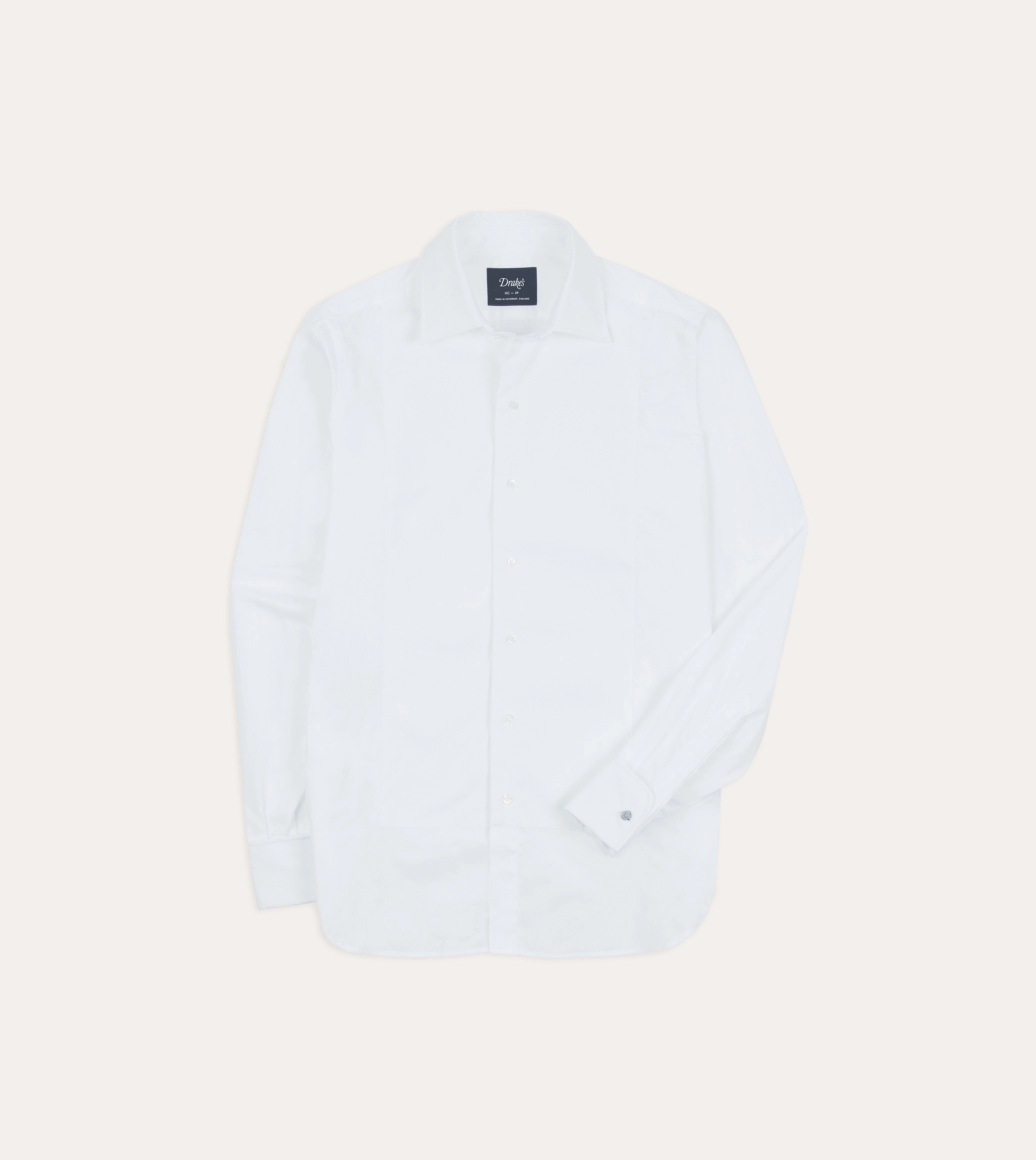 Effortless Comfort Minimal Look White Cotton Bib Front Dinner Shirt