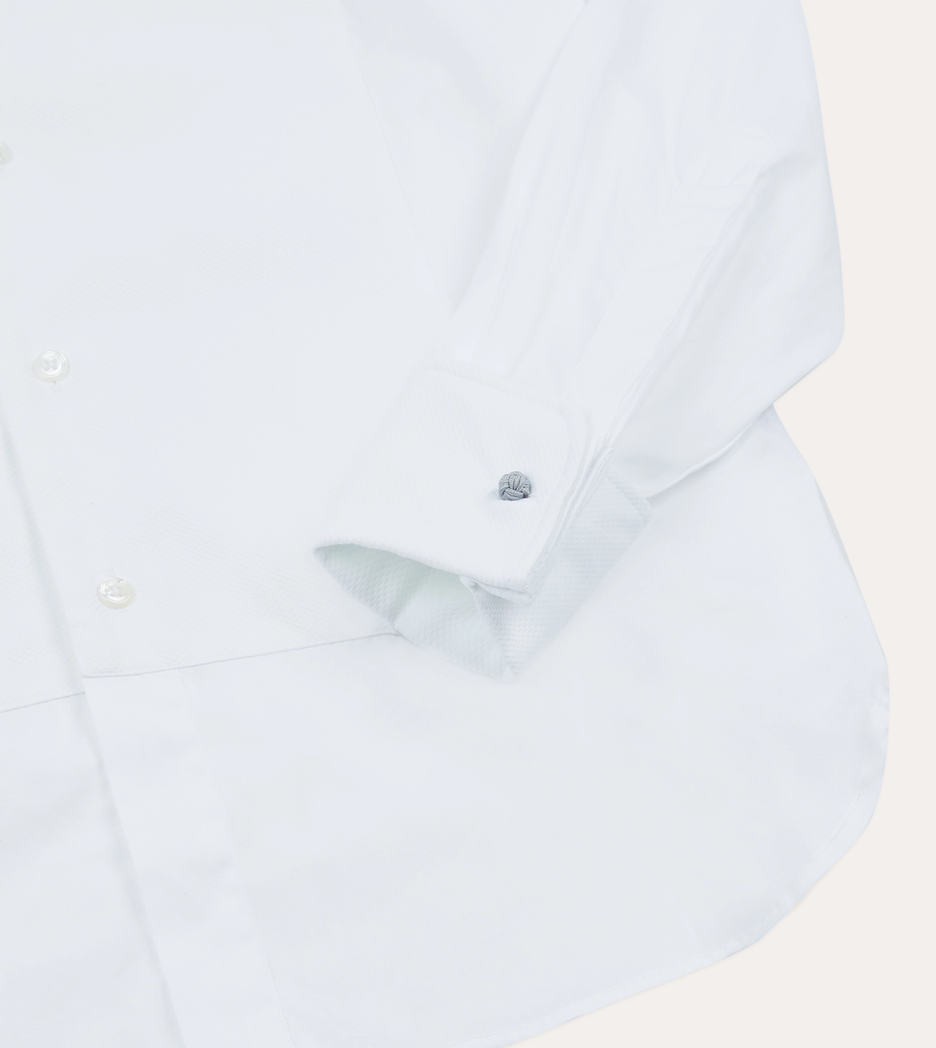 White Cotton Bib Front Dinner Shirt Anti Pilling Finish