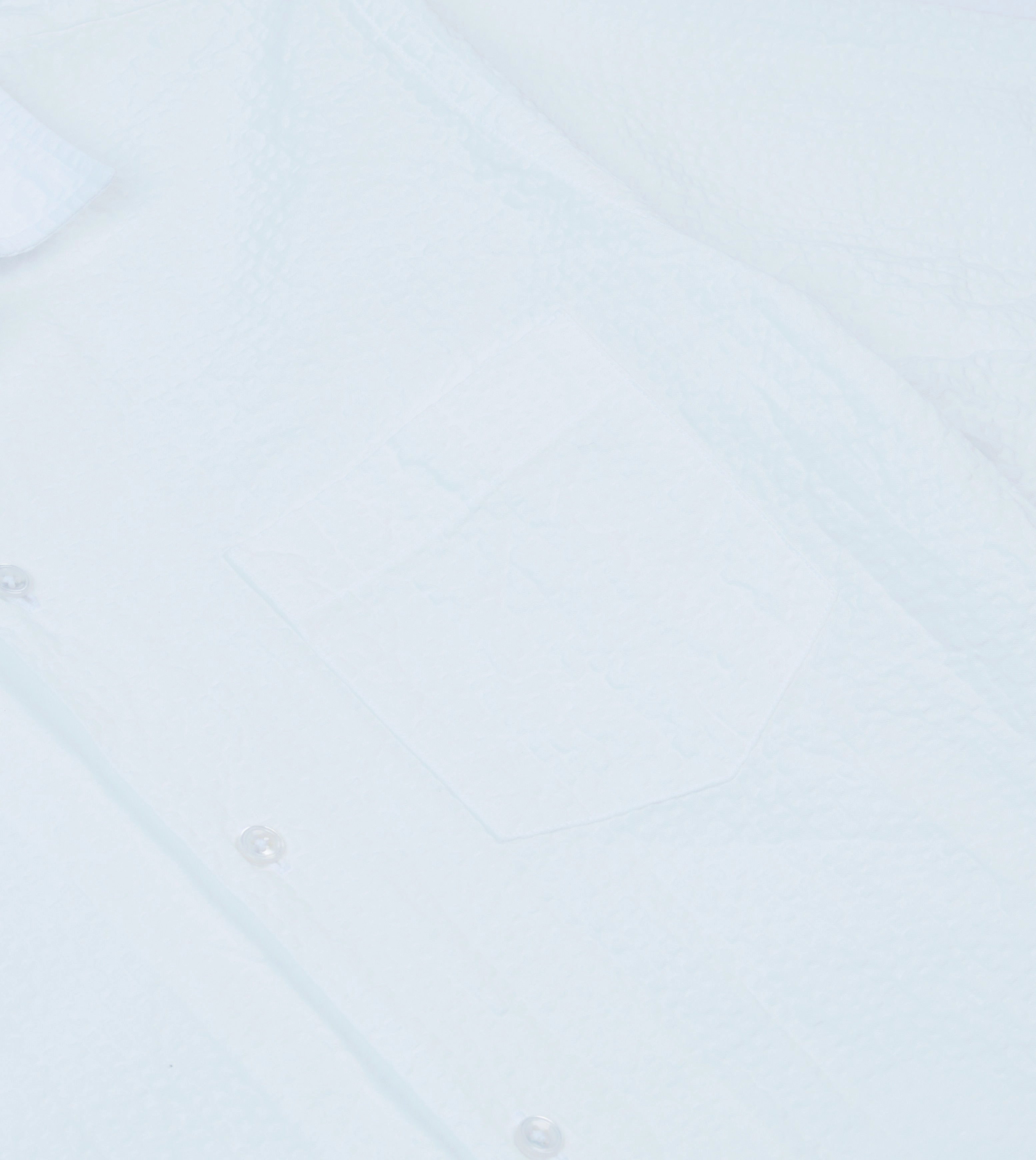 White Cotton-Linen Seersucker Camp Collar Short Sleeve Shirt Autumn Look