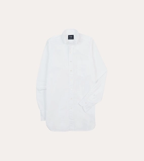 Neutral Toned Stitching Thermal Regulation Fabric White Cotton Pocket Poplin Button-Down Shirt