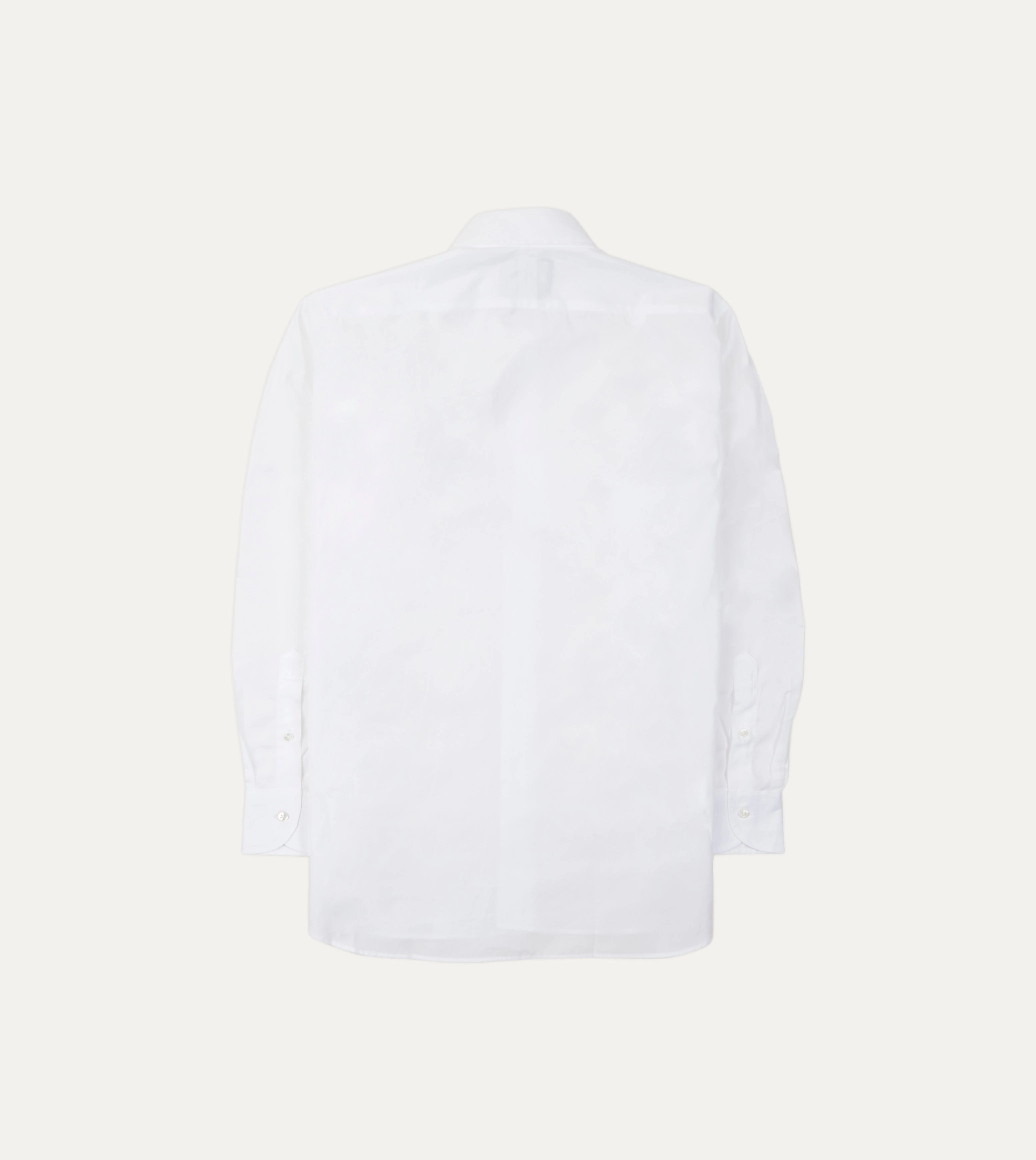 Premium Option Round Collar White Cotton Poplin Long Point Collar Shirt