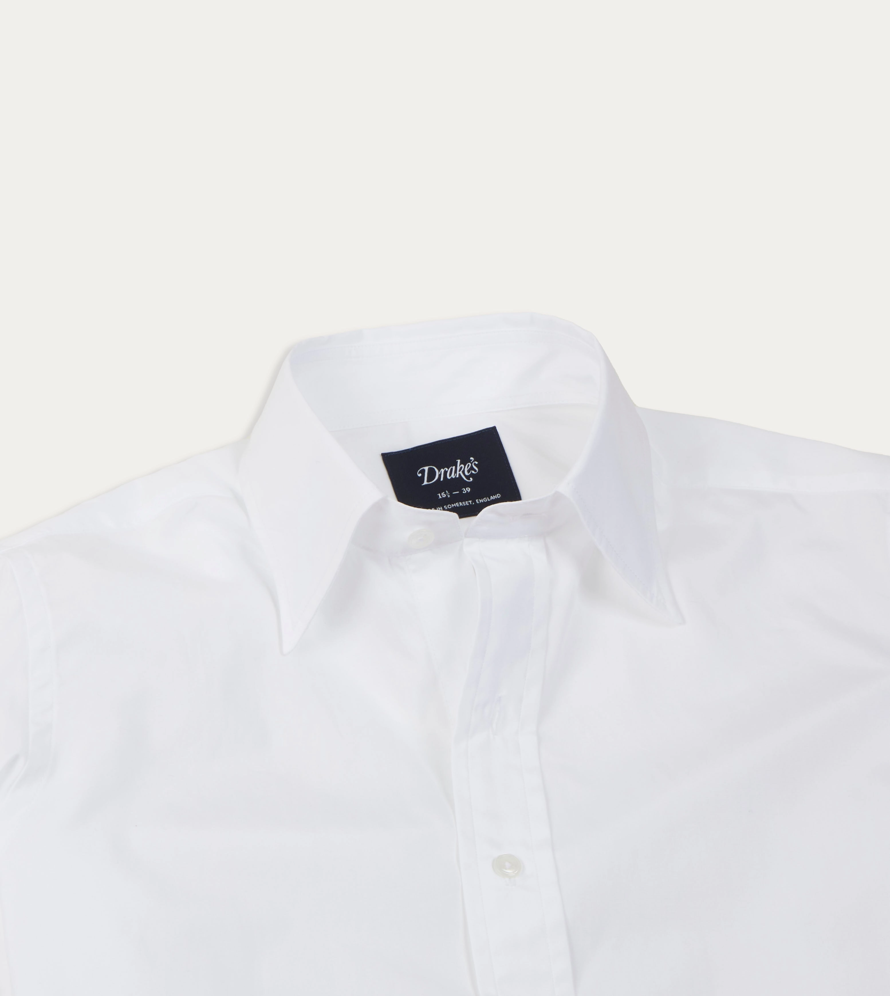Linen blend White Cotton Poplin Long Point Collar Shirt