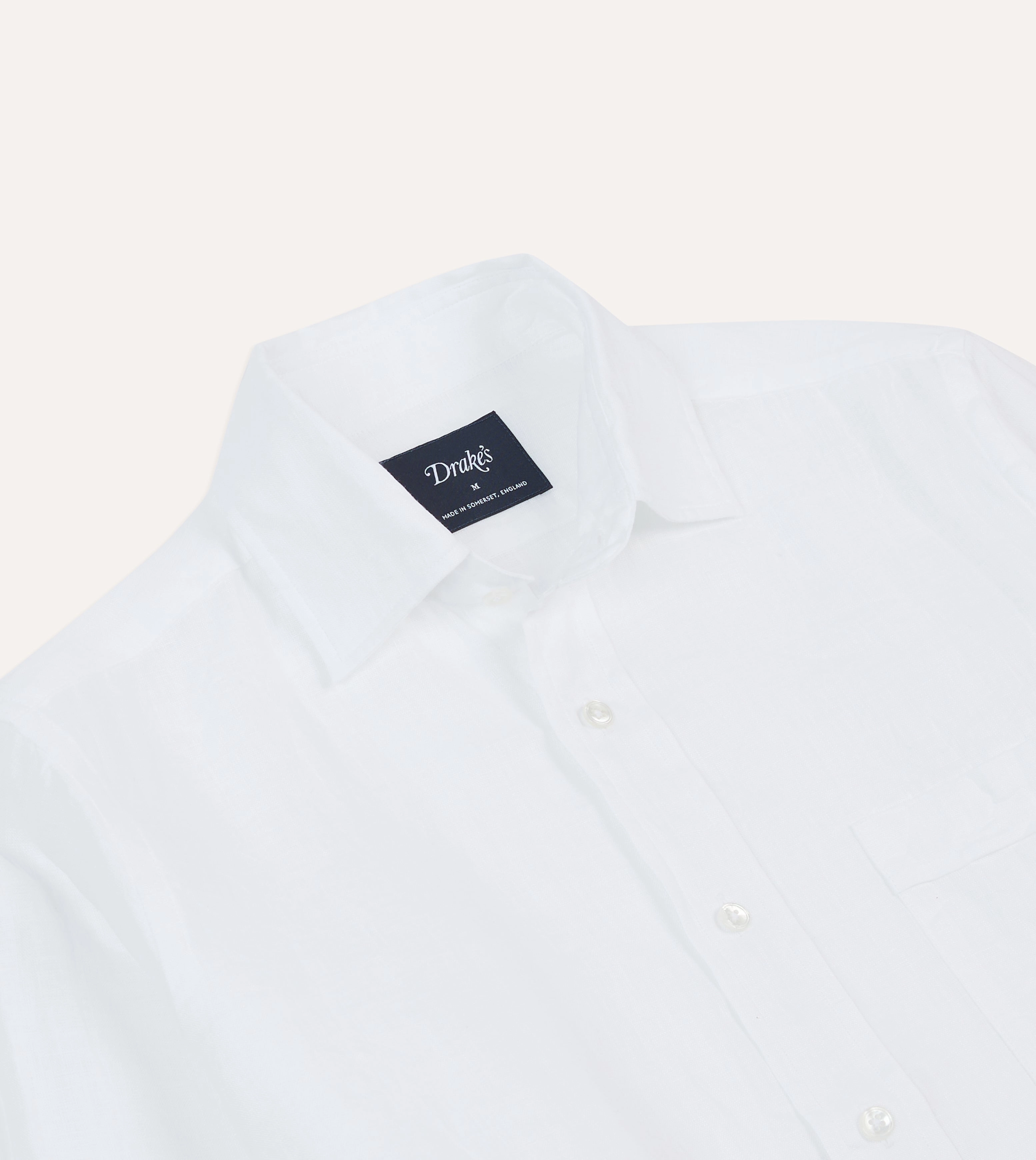 White Linen Spread Collar Shirt Wedding guest