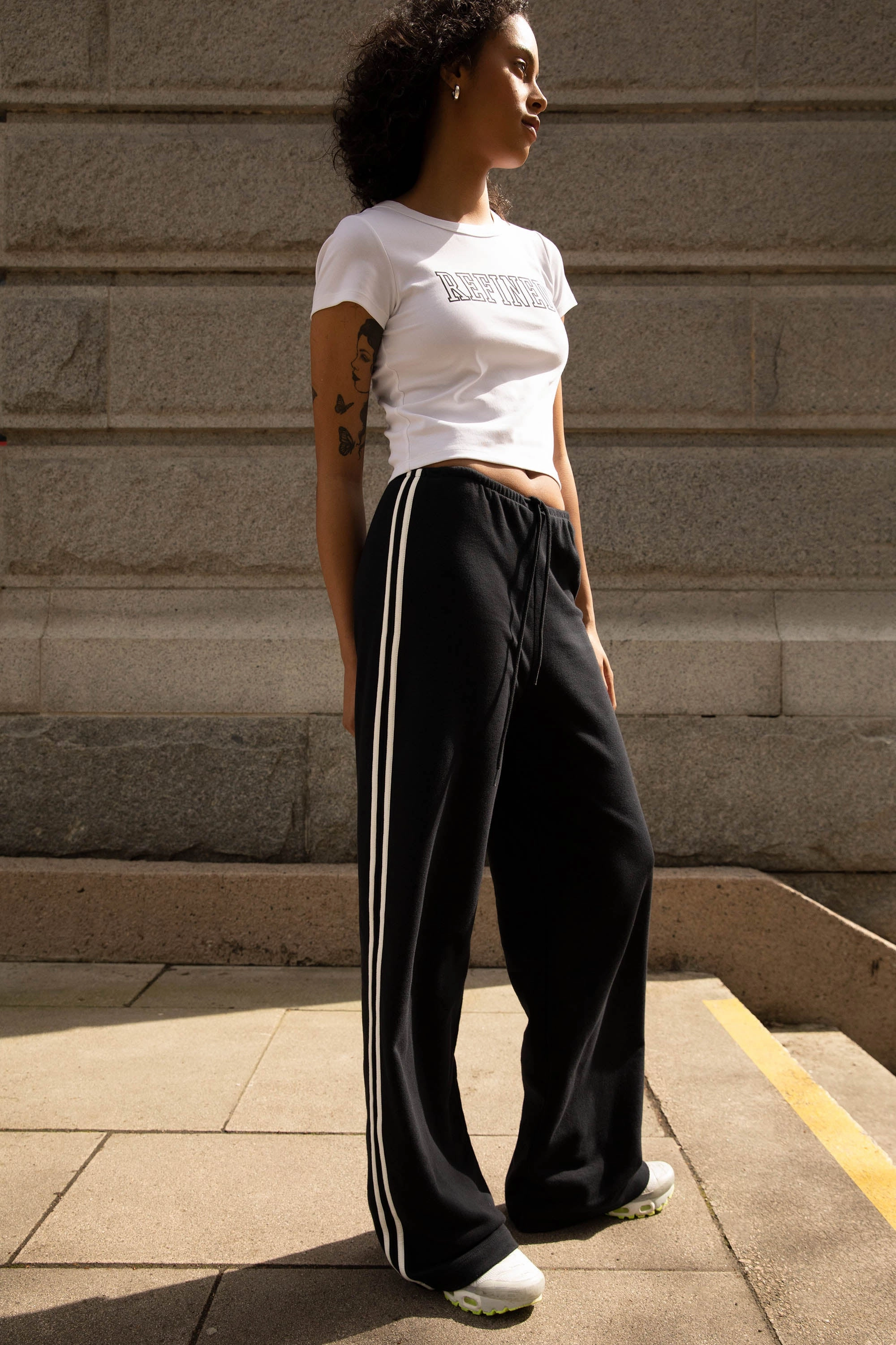 SecureZipperClosures WIDE LEG SWEATPANTS WITH SIDE DETAIL