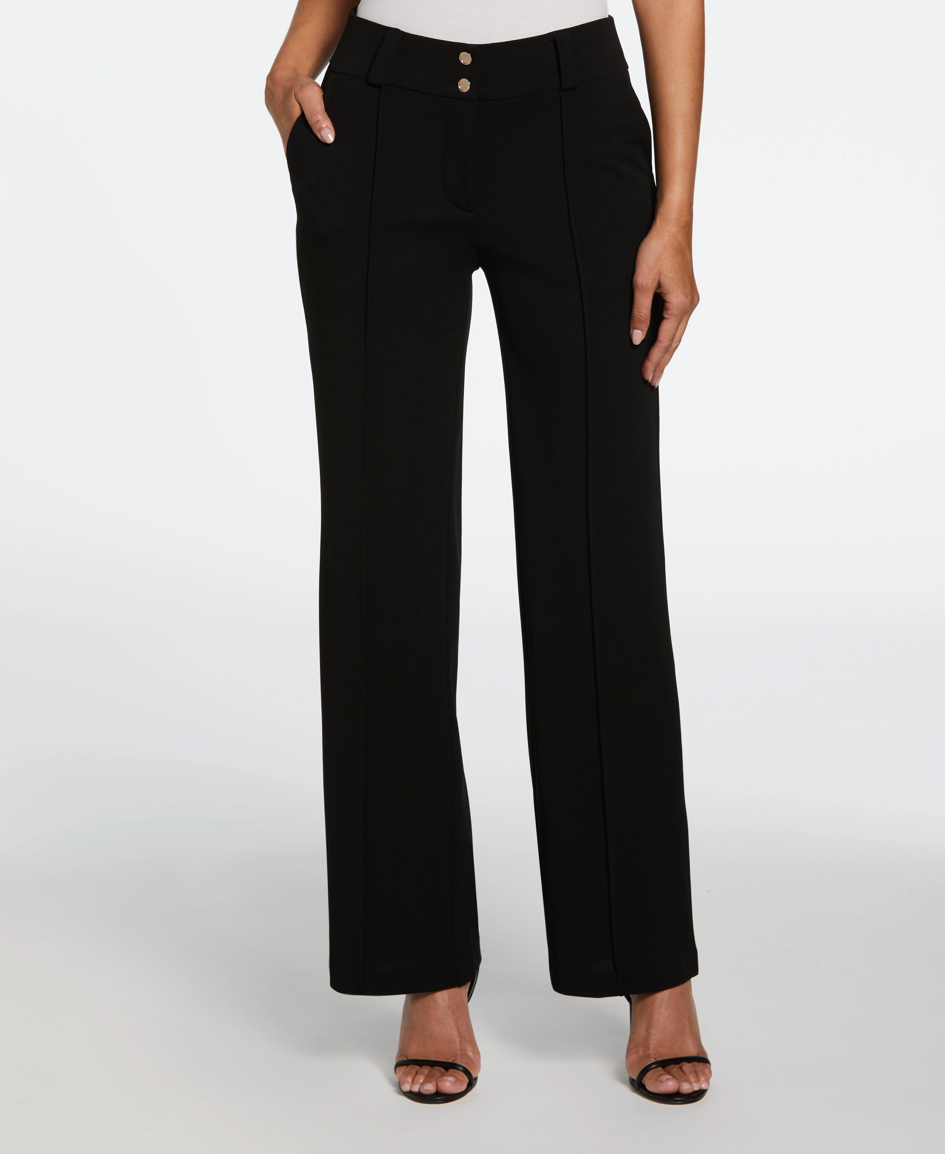 Machine Washable Design Basic Layer Wide Waistband Wide Leg Pant