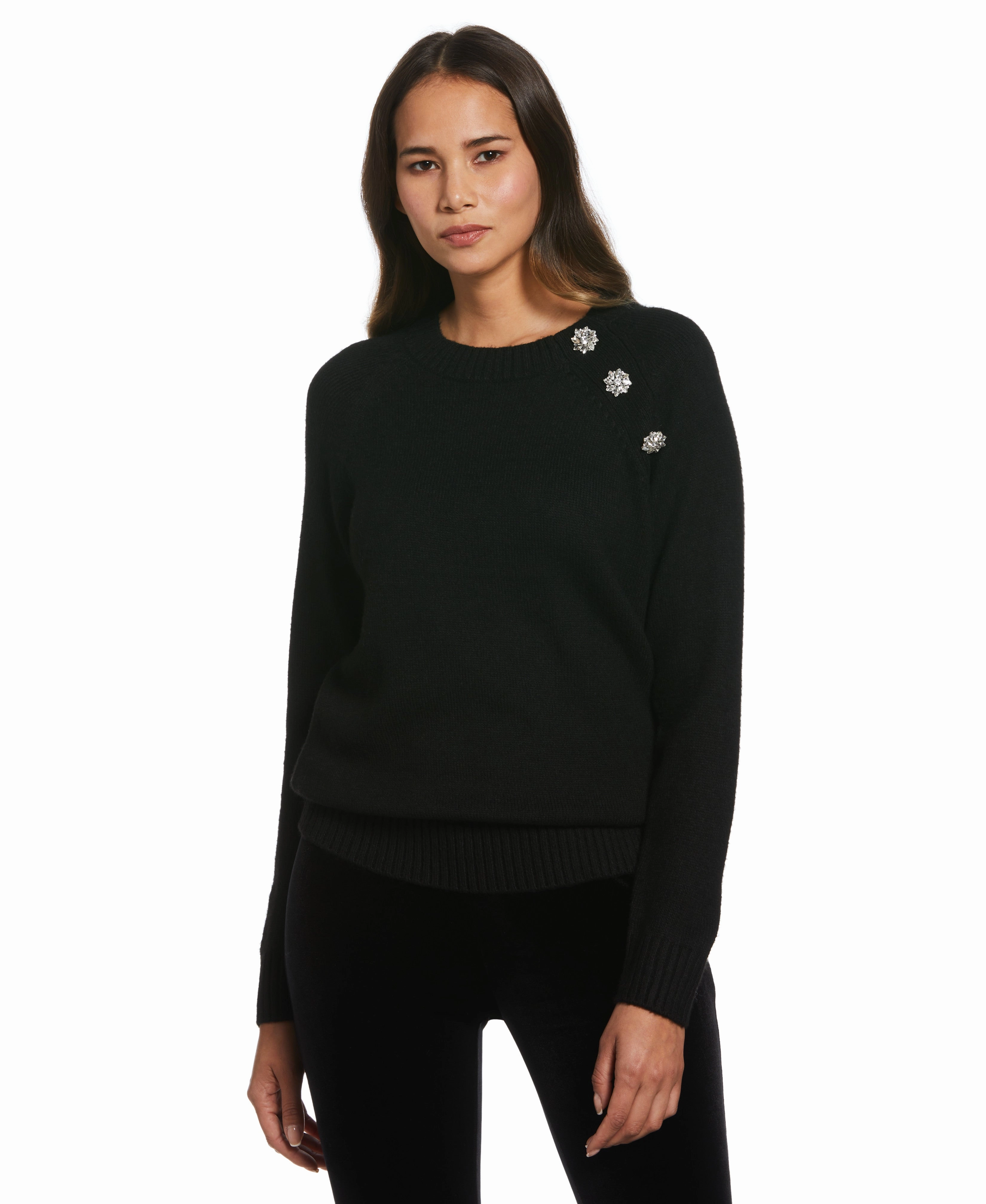 Button Trim Sweater All Purpose Wear Slim Waist