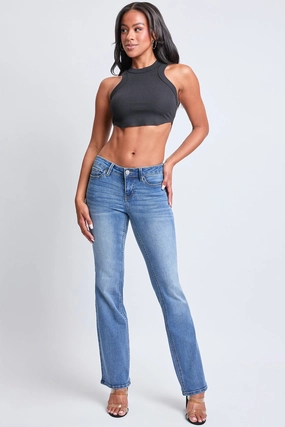 Anti Static Treatment Morning Stroll Music Event Office Wear Women's Basic Low Rise Bootcut Jeans